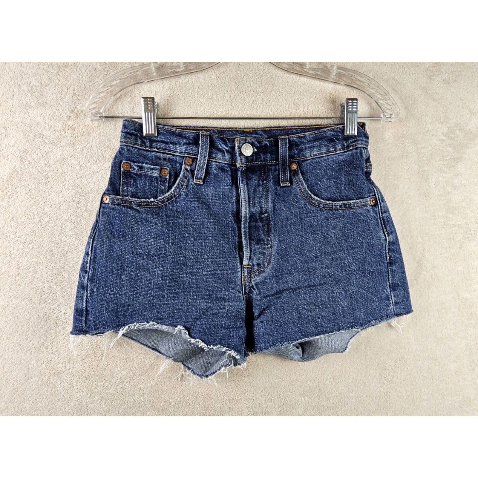 Levi's Levi's 501 Denim Cut Off Button Fly Jean Shorts Shorts Size 23 Womens Blue Cut-Off Denim 23 Womens Size 40" / US 18 - 2 Thumbnail