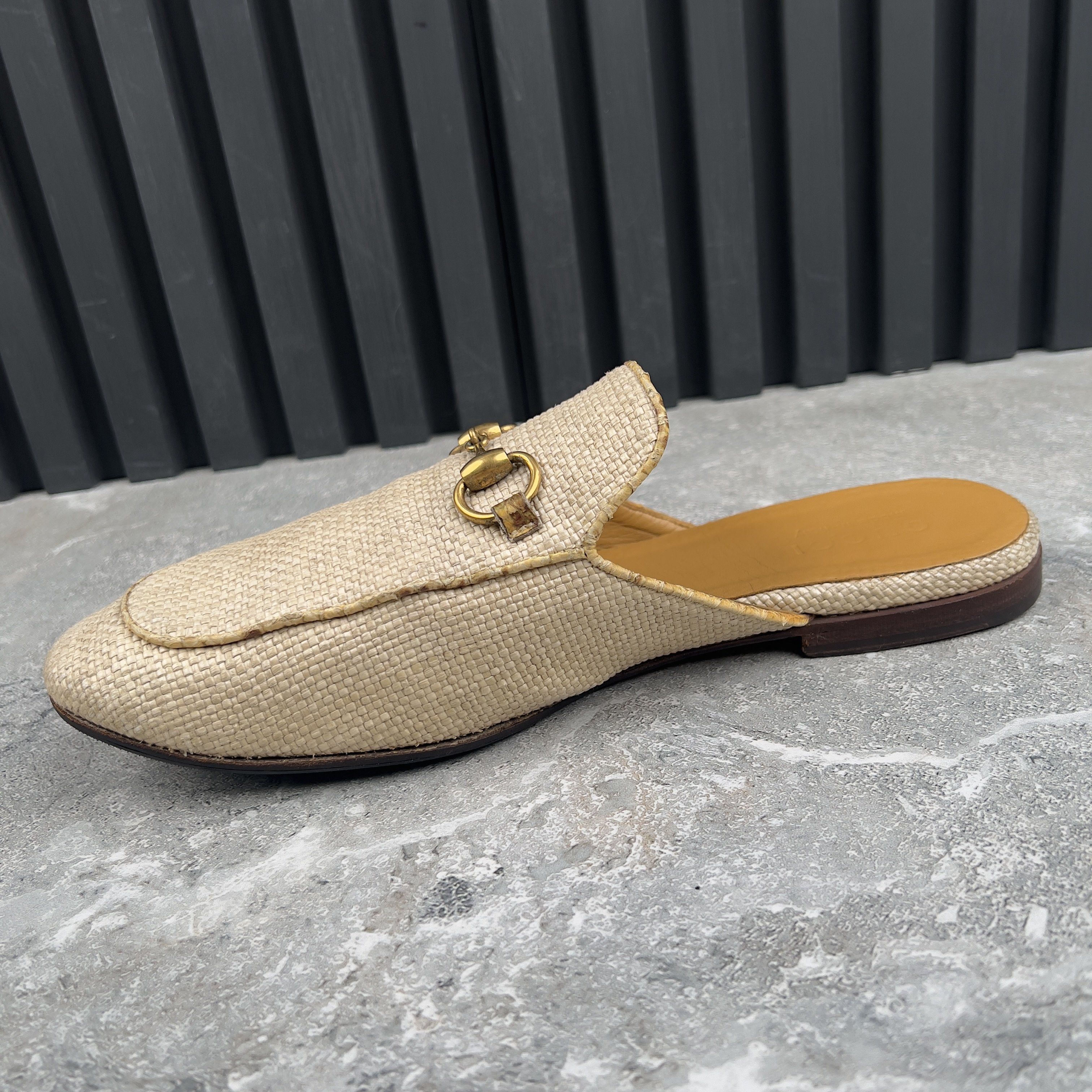 Gucci Princetown Mule Beige Raffia Snakeskin Leather Size US 8 / EU 41 - 5 Thumbnail