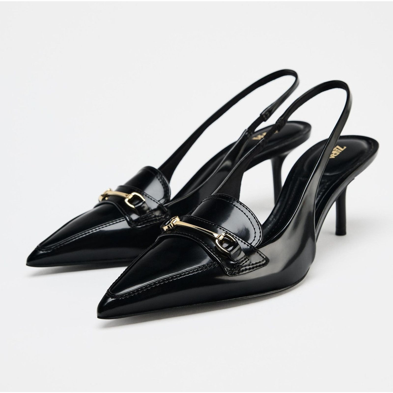 Zara ZARA Black Embellished Slingbacks NWT Size US 7.5 / IT 37.5 - 19 Thumbnail