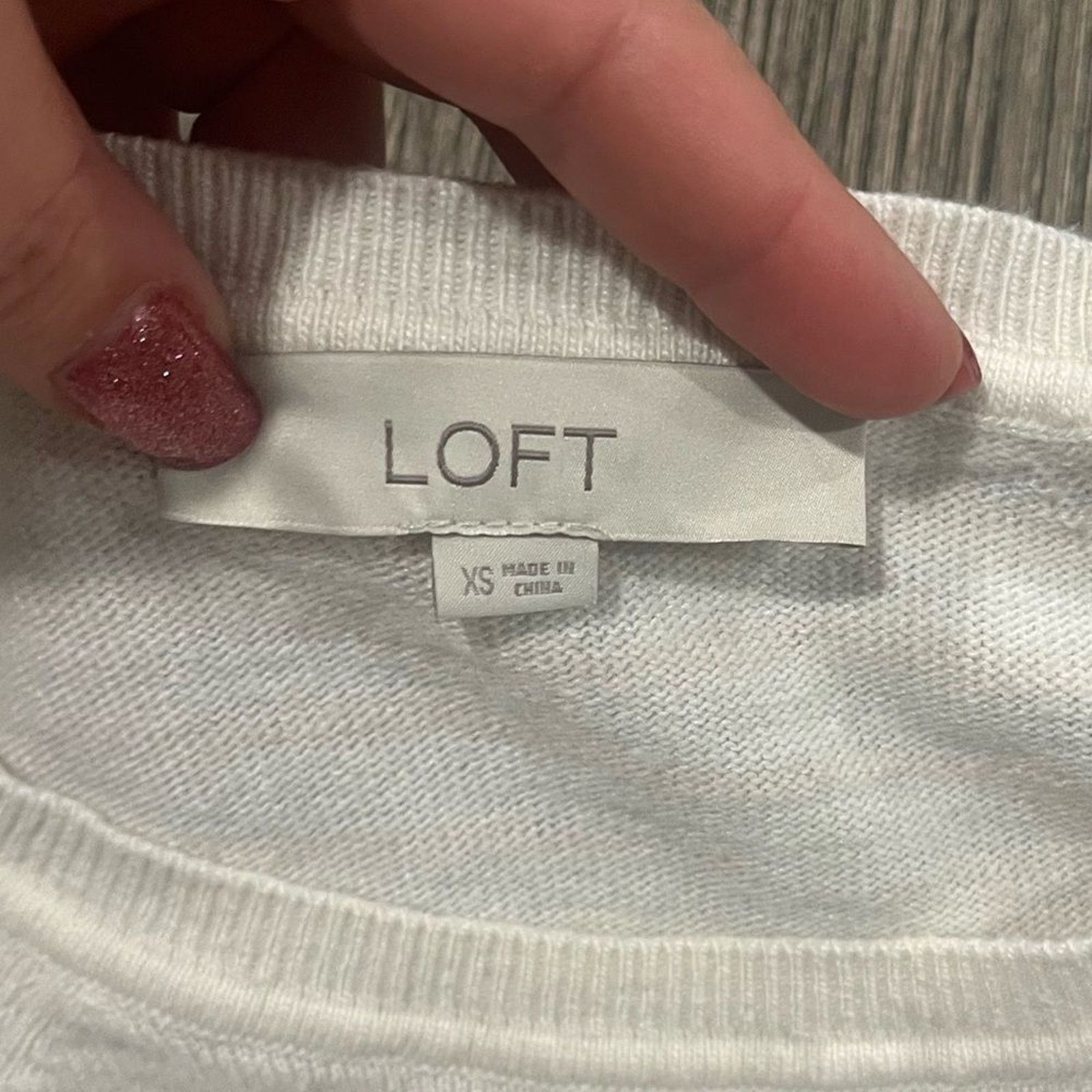 Loft Loft Lightweight Wool Cream Navy Striped Sweater Size XS Size XS / US 0-2 / IT 36-38 - 2 Thumbnail