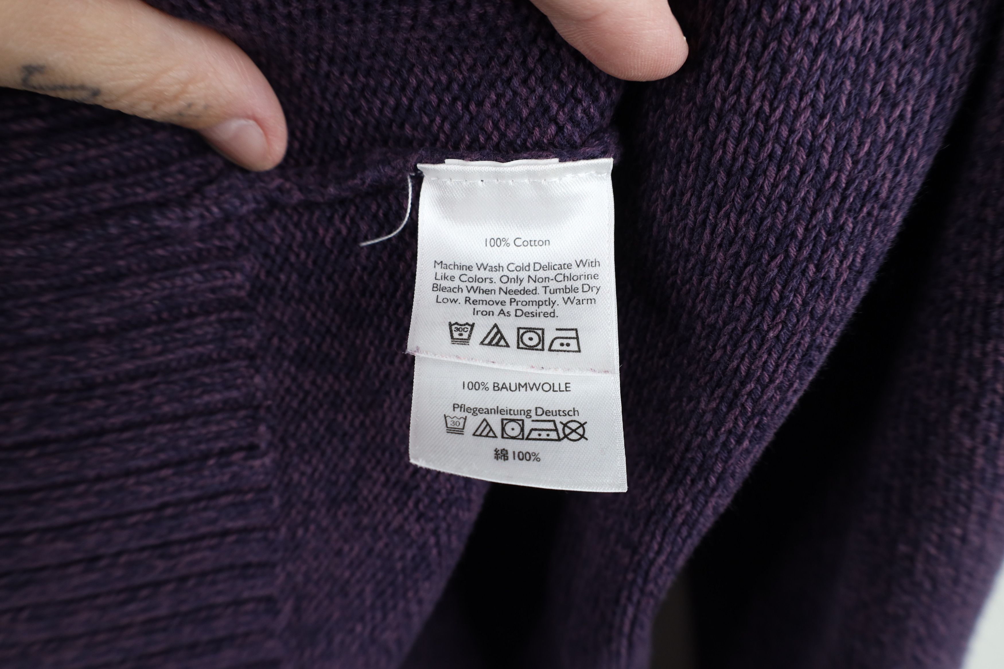 Eddie Bauer × Vintage Vintage Eddie Bauer Blank Cotton Knit Henley Sweater Purple Size US L / EU 52-54 / 3 - 11 Thumbnail