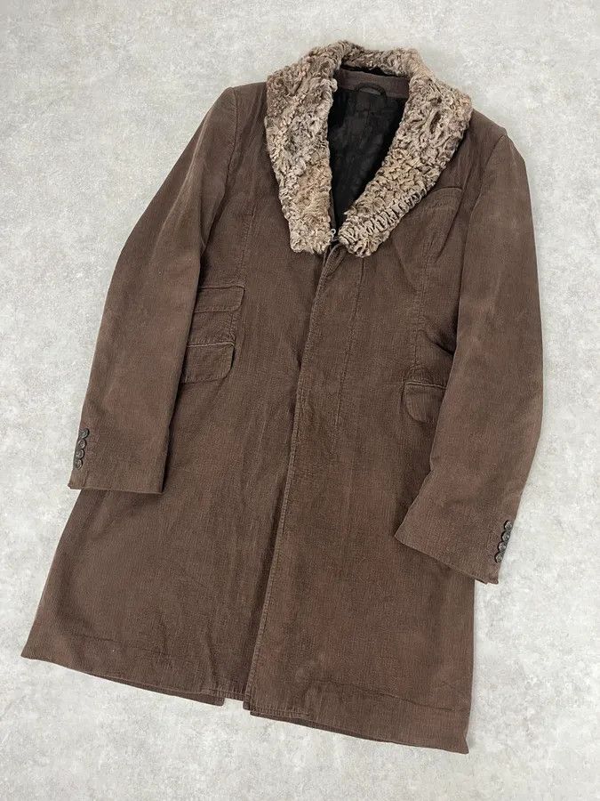Dolce & Gabbana AW2004 Dolce & Gabbana Brown Corduroy Fur Collar Trench Jacket Size US M / EU 48-50 / 2 - 4 Thumbnail