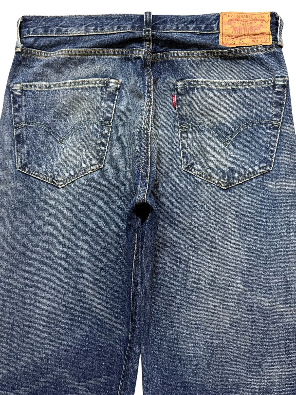 Levi's Vintage 90s Levis 501xx Big E Selvedge Blue Wash Distress Size US 32 / EU 48 - 4 Thumbnail