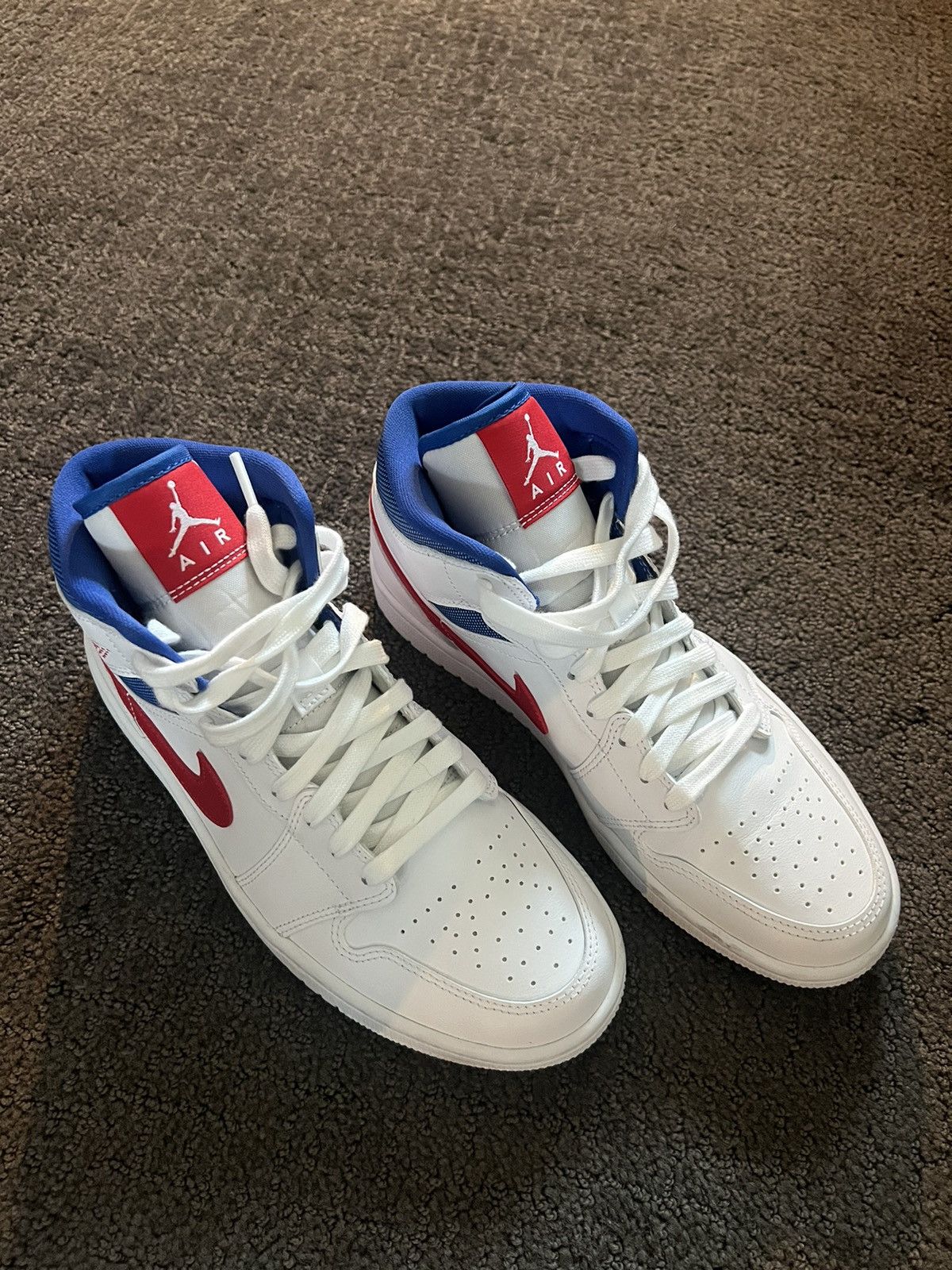 Jordan Brand × Nike JORDAN 1 MID WHITE RED ROYAL Size US 8 / IT 38 - 3 Thumbnail