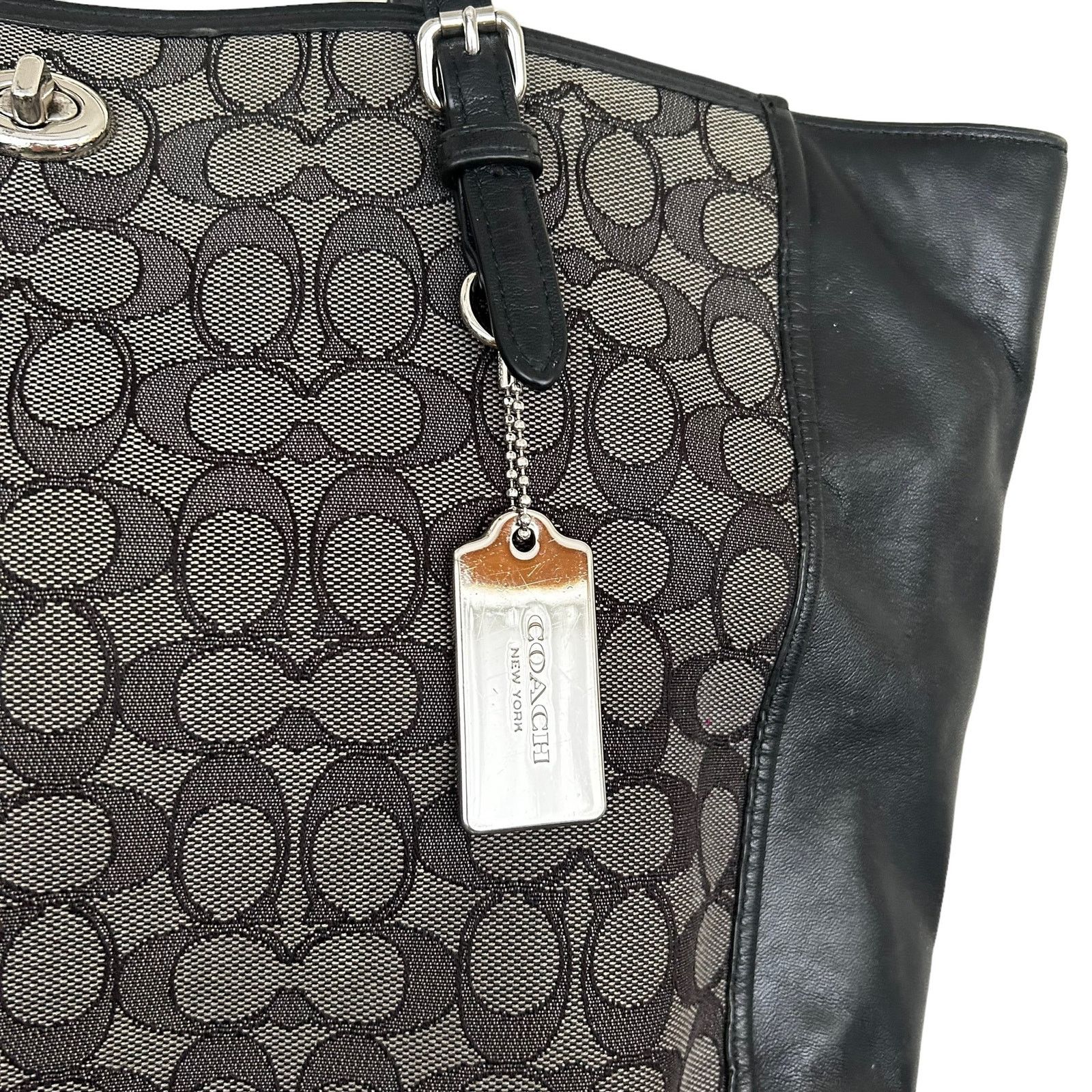 Coach Coach Turnlock Signature Jacquard Monogram Black Gray Tote Size ONE SIZE - 3 Thumbnail