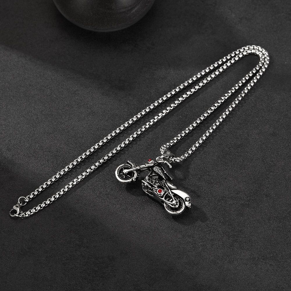 Designer × Japanese Brand Stainless Steel Necklace Cubic Zirconia Motorcycle Pendant Size ONE SIZE - 2 Thumbnail