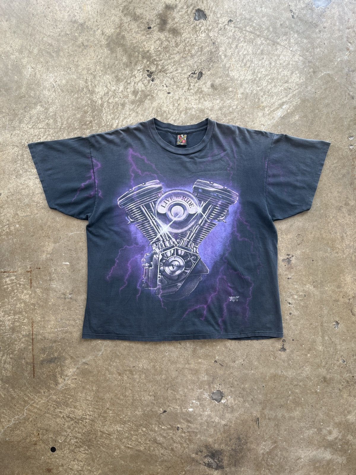 Harley Davidson Vintage 90s 3D Emblem Motorcycle Engine Lightning Biker 2XL Size US XXL / EU 58 / 5 - 2 Thumbnail