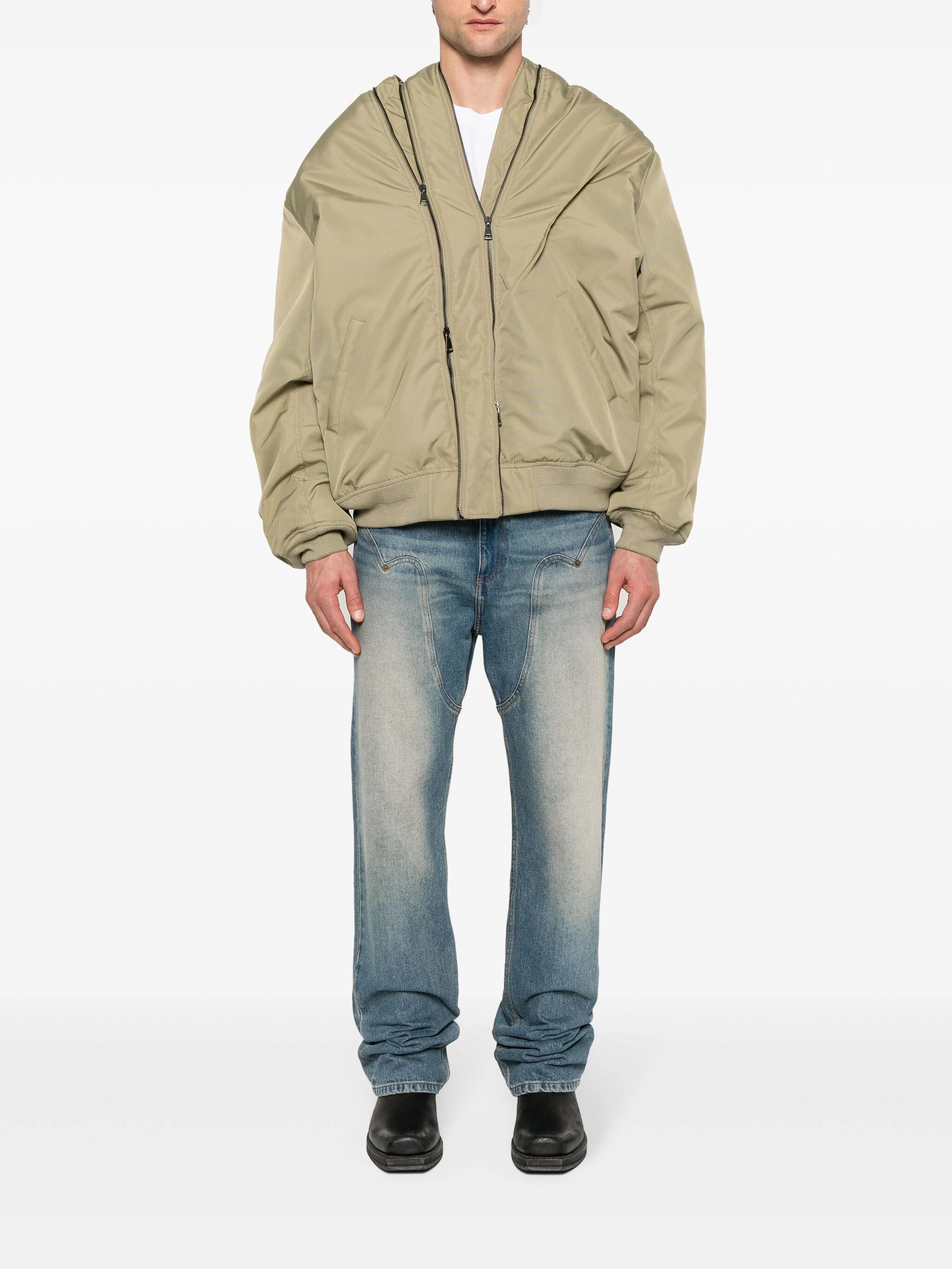 Y/Project o1s22i1n0924 Double Zipper Closure Bomber Jacket in Khaki Size M / US 6-8 / IT 42-44 - 3 Thumbnail