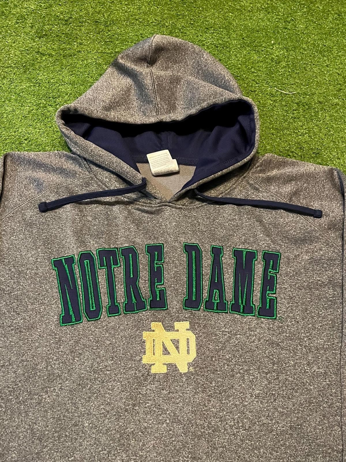 Unknown London Vintage Gray Notre Dame Hoodie Sweatshirt with Front Pocket Size ONE SIZE - 5 Thumbnail
