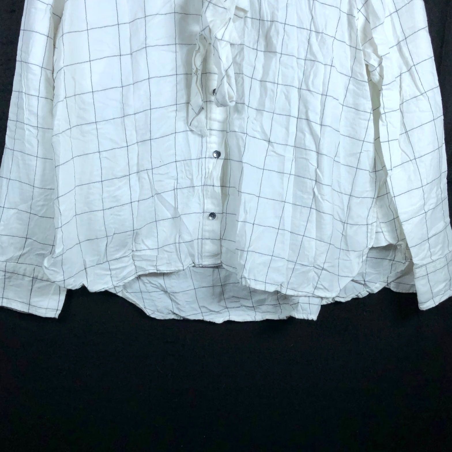 Madewell Madewell Blouse White Windowpane Plaid Front Tie 100% Cotton Large Size L / US 10 / IT 46 - 3 Thumbnail