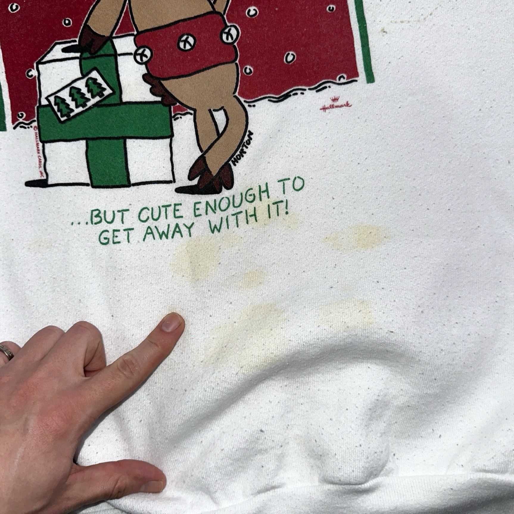 Fruit Of The Loom VINTAGE Hallmark Sweatshirt Horton Naughty Christmas Sz XL White Crew Neck Long Sleeve Logo Graphic Print 80s Mens Sweatshirt Size US XL / EU 56 / 4 - 3 Thumbnail