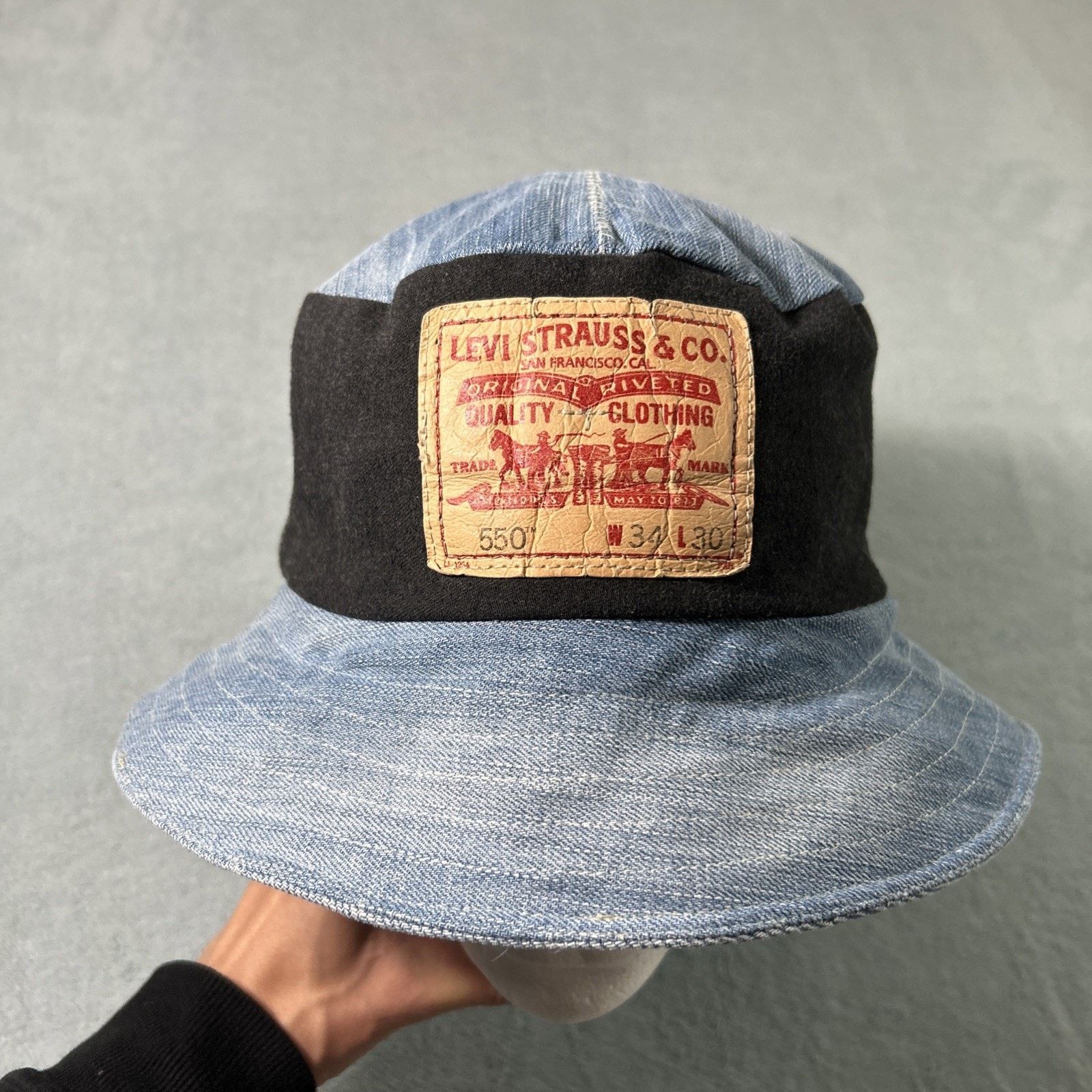 Levi's Patchwork Denim Panel Bucket Hat Large Reversible Granola Size ONE SIZE - 17 Thumbnail