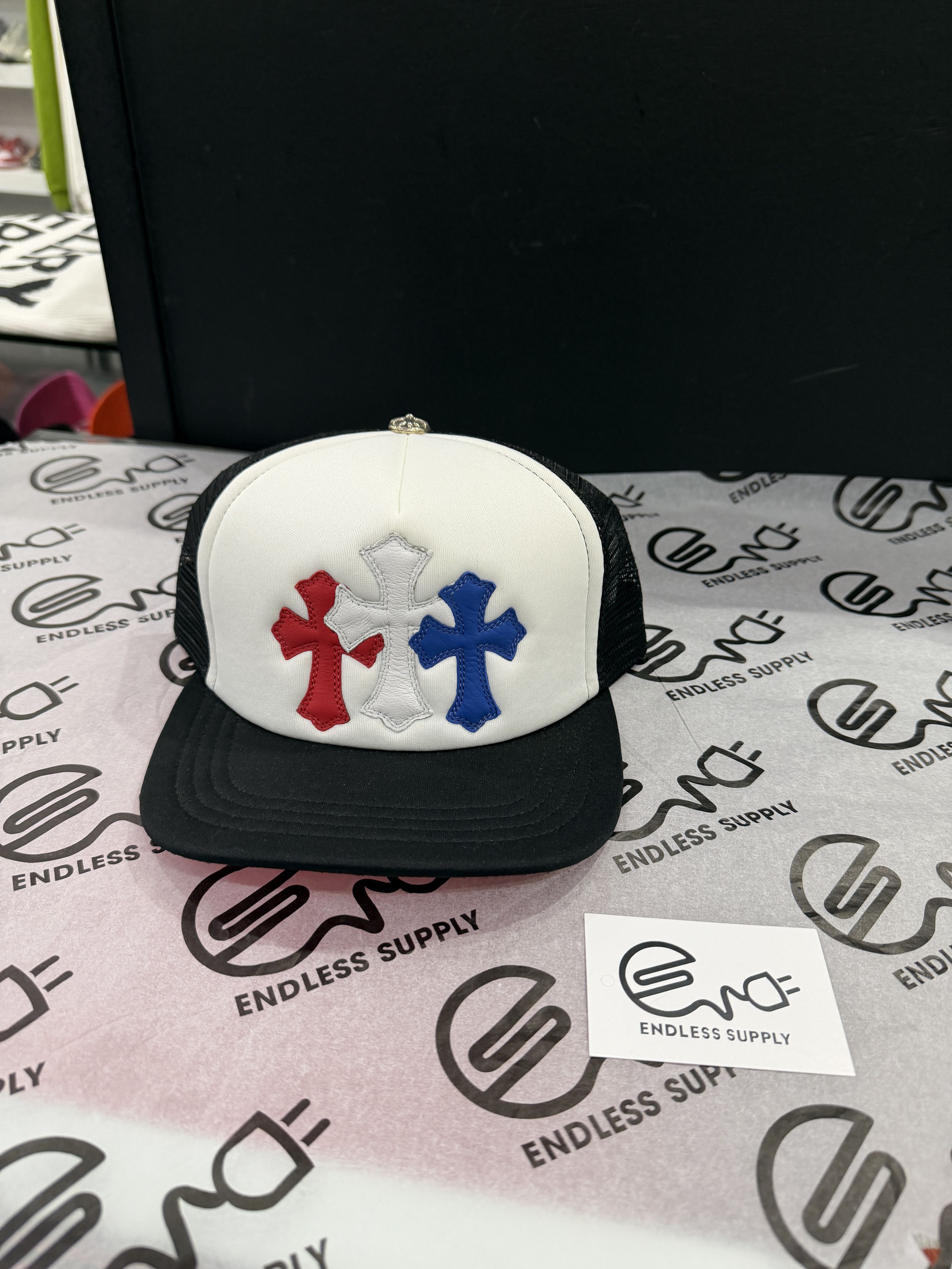Chrome Hearts Chrome Hearts Leather Cemetery Cross Patch Hat Black/White Size ONE SIZE - 1 Thumbnail
