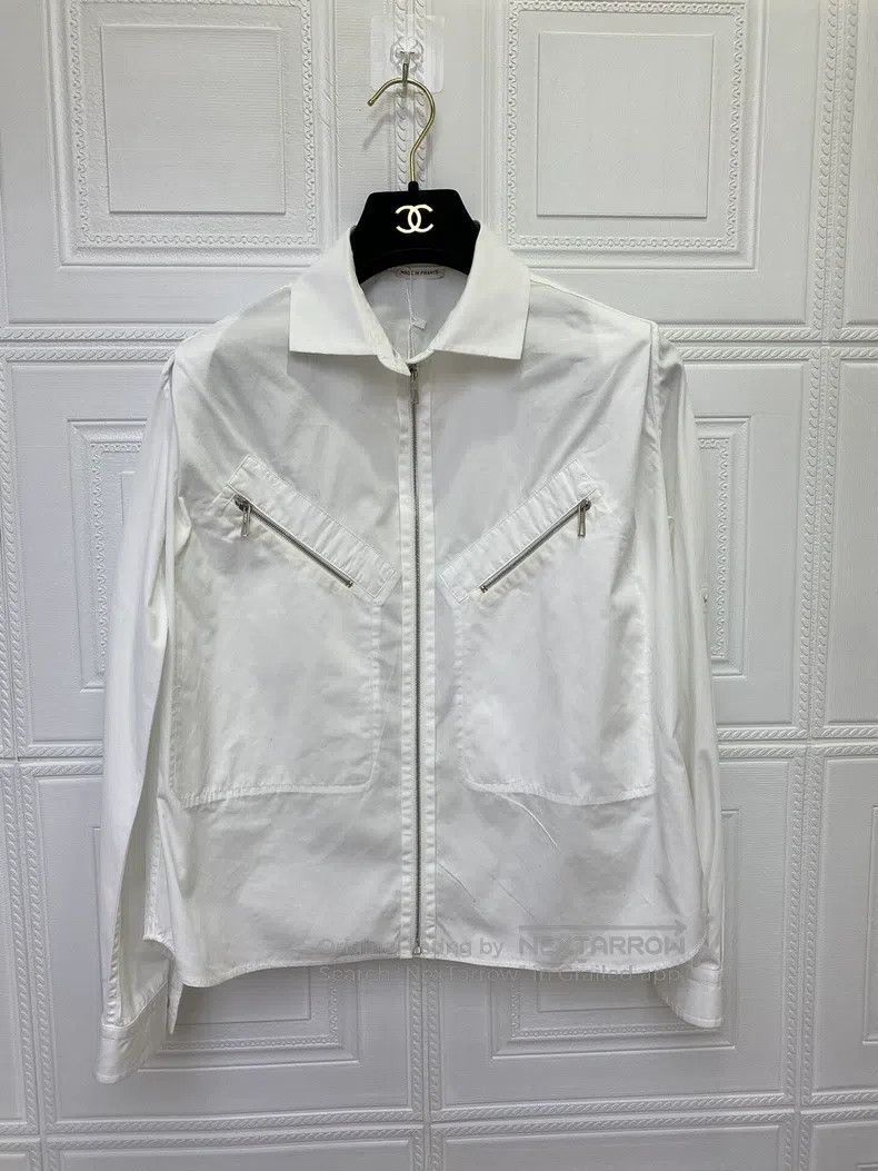 Hermes Hermes White Zip-Up Shirt Jacket Size XXS / US 00 / IT 34 - 1 Thumbnail