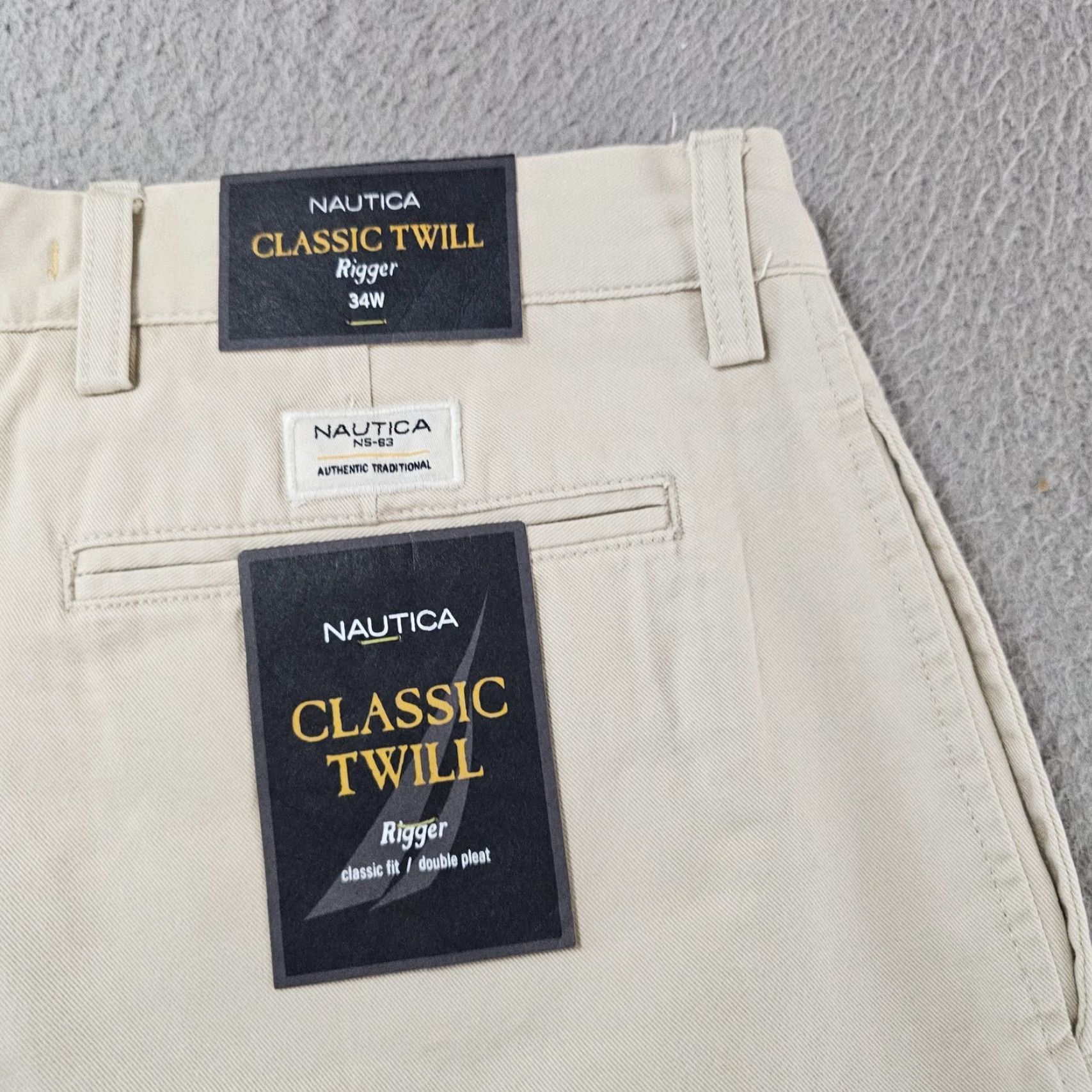 Nautica Nautica Classic Twill Rigger Shorts Mens 34 Beige Chino Pleated New With Tags Size US 34 / EU 50 - 4 Thumbnail