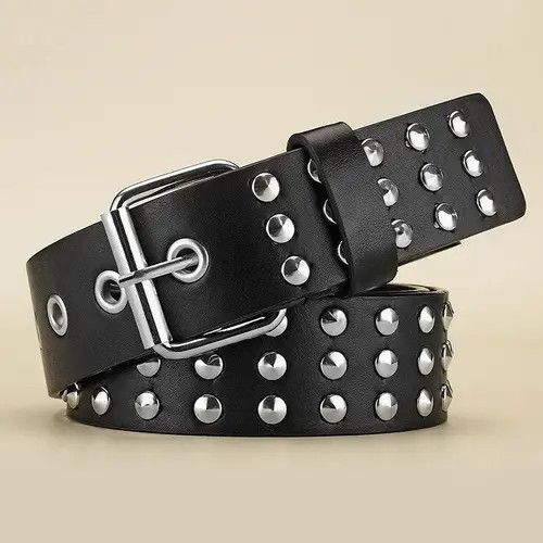 Other 110cm Round Studded Punk Biker Belt Size ONE SIZE - 1 Thumbnail