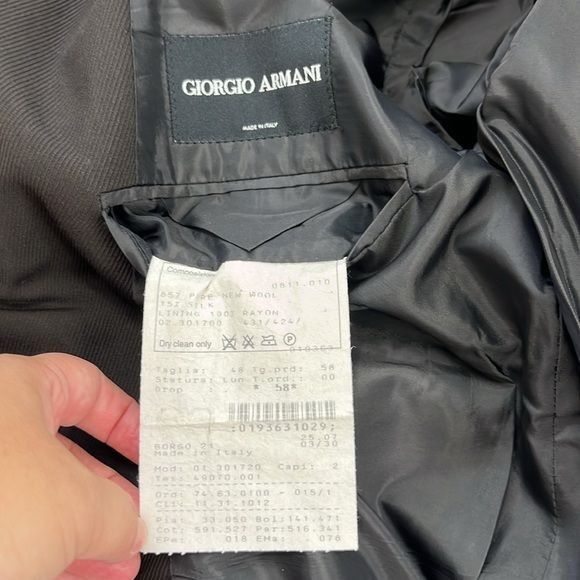Giorgio Armani Giorgio Armani Pure Wool Silk Textured 2 Pc 3 Button Suit su Size 48L - 10 Thumbnail