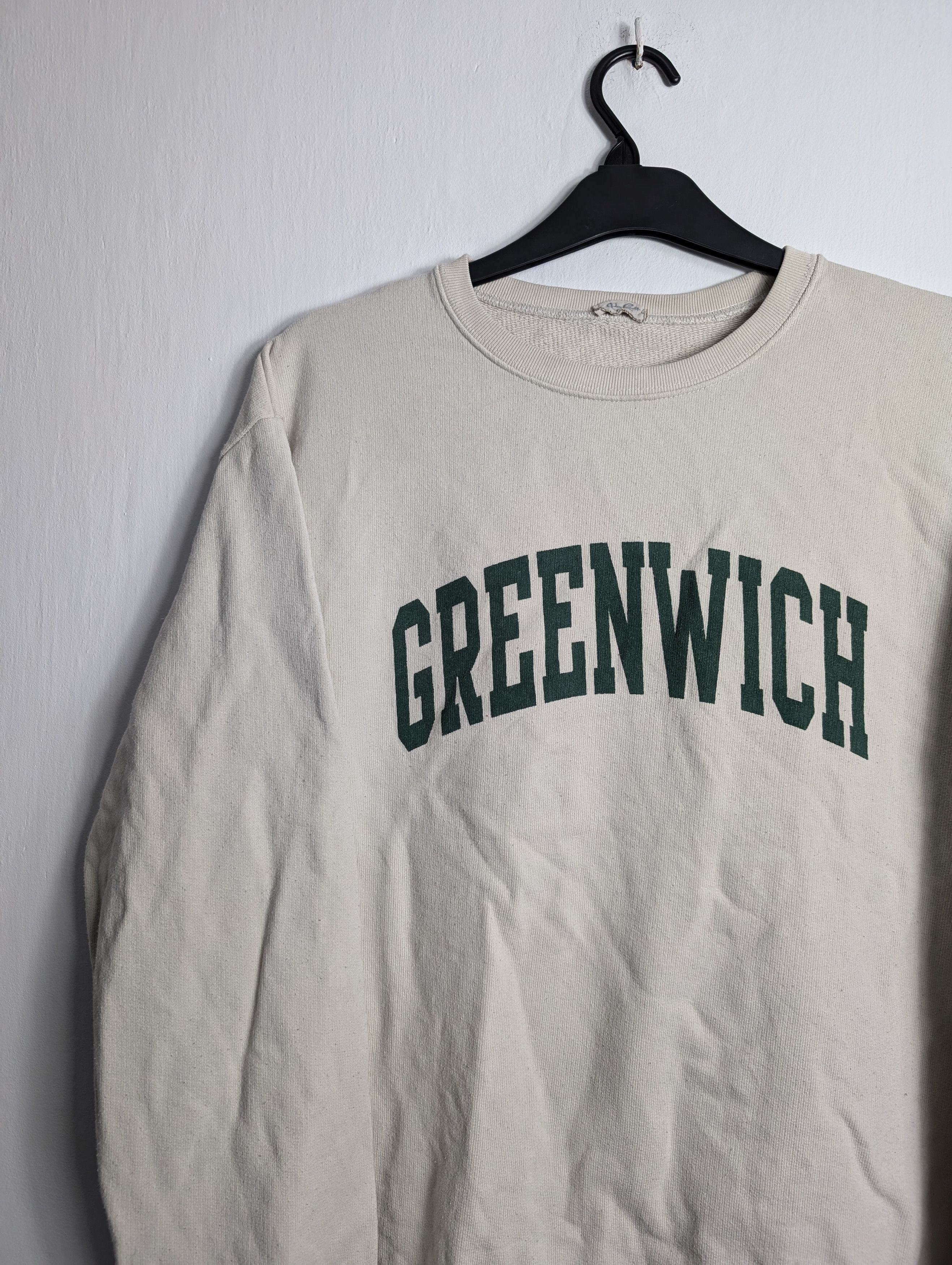 Vintage Vintage Cream Greenwich Sweatshirt y2k University Size XL / US 12-14 / IT 48-50 - 3 Thumbnail