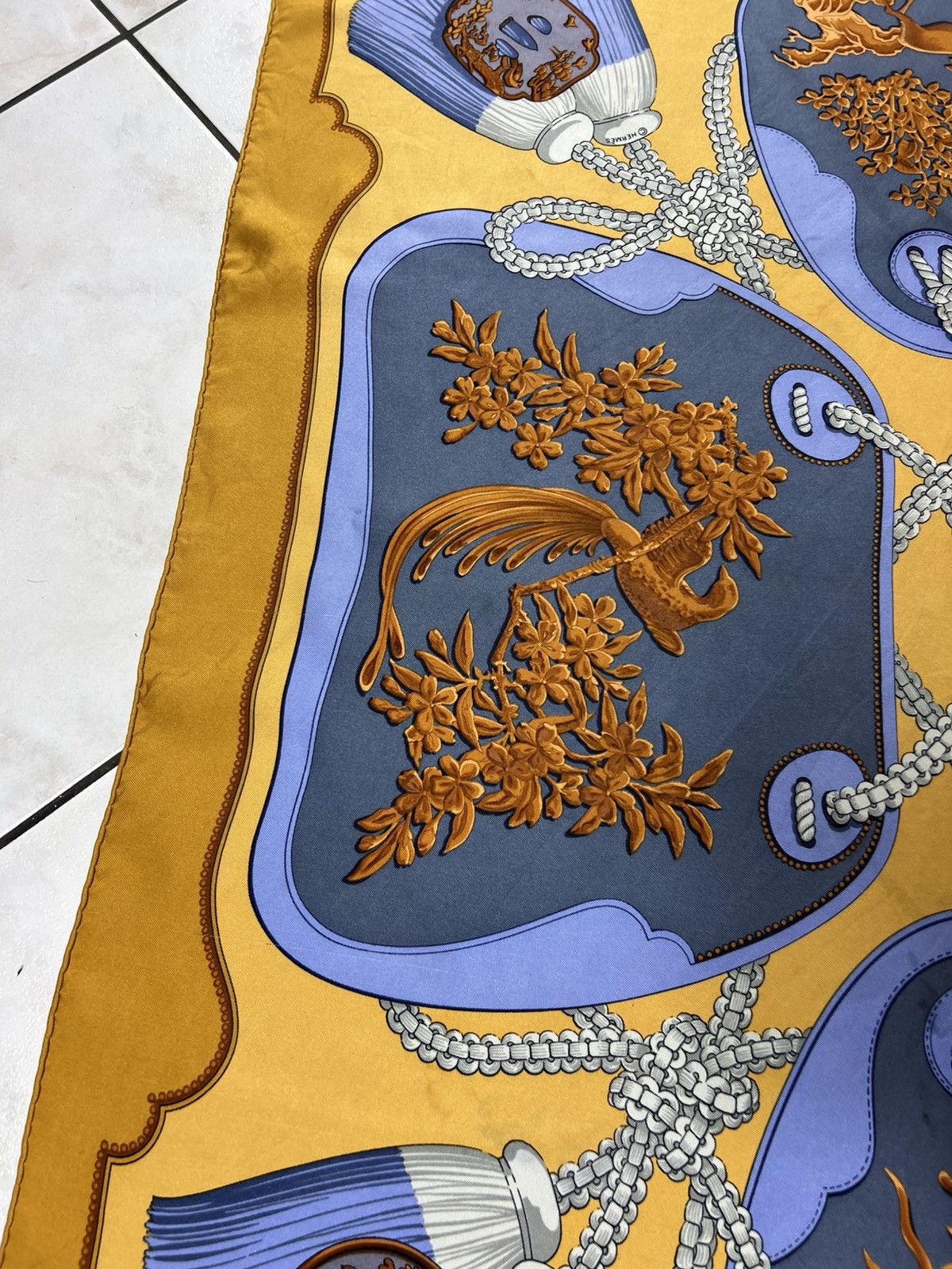 Hermes Vintage Hermes Paris Tsubas silk handkerchief scarf chain Size ONE SIZE - 8 Thumbnail