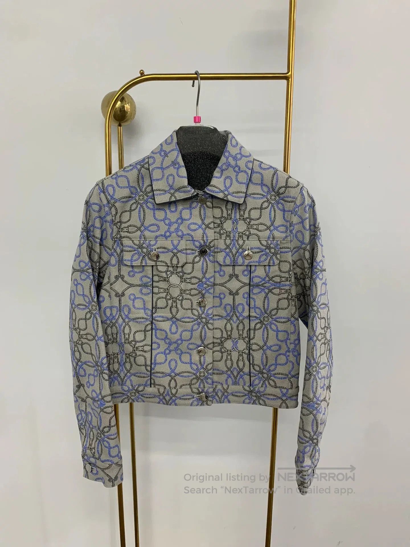 Hermes Hermes Gray Printed Denim Jacket. Size US M / EU 48-50 / 2 - 1 Thumbnail