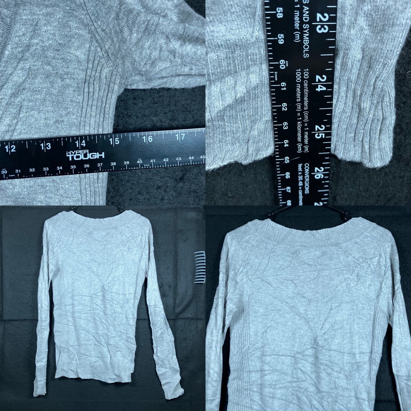 Express Express Womens Sweater Gray V Neck Knitted Long Sleeve Stretch Small S Size S / US 4 / IT 40 - 8 Thumbnail
