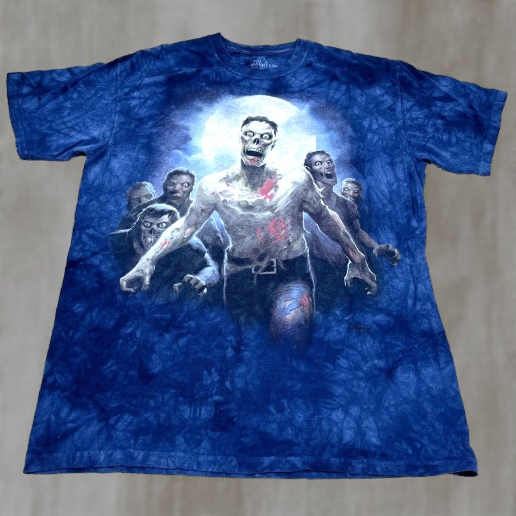 The Mountain The Mountain Shirt Men Large Blue Tee Tie Dye Zombie Monster Horror Retro Adult Regular Crew Neck Short Sleeve Graphic Print Logo Size US L / EU 52-54 / 3 - 1 Thumbnail