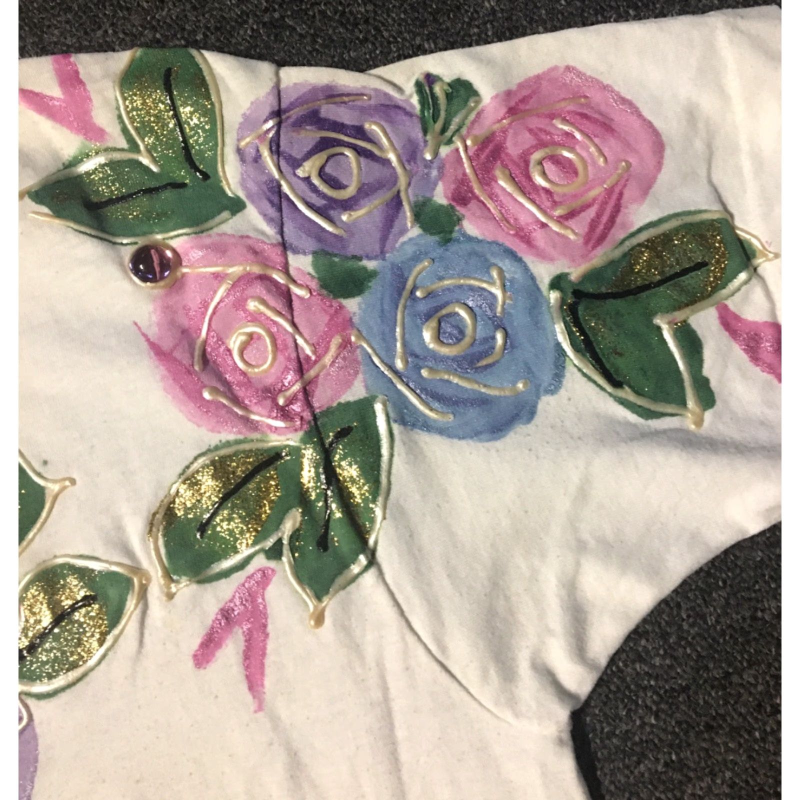 Vintage VINTAGE 90s Painted Flowers Faded Shirt Screen Stars L White Short Sleeve Men Regular Size L USA Single Stitch Abstract Art Glitter Fun Shirt Size US L / EU 52-54 / 3 - 3 Thumbnail