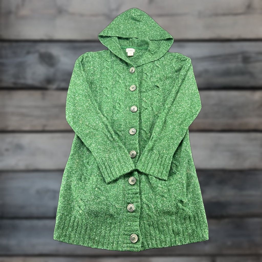 Vintage VINTAGE L.L. Bean Cardigan Sweater Women Hooded Wool Acrylic Green Long Sleeve L Size L / US 10 / IT 46 - 1 Thumbnail