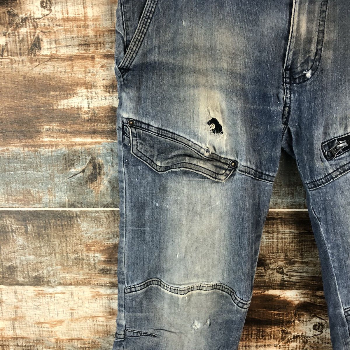 Japanese Brand Field Core Blue Distressed ripped Denim Pants #A2109 Size US 29 - 9 Thumbnail