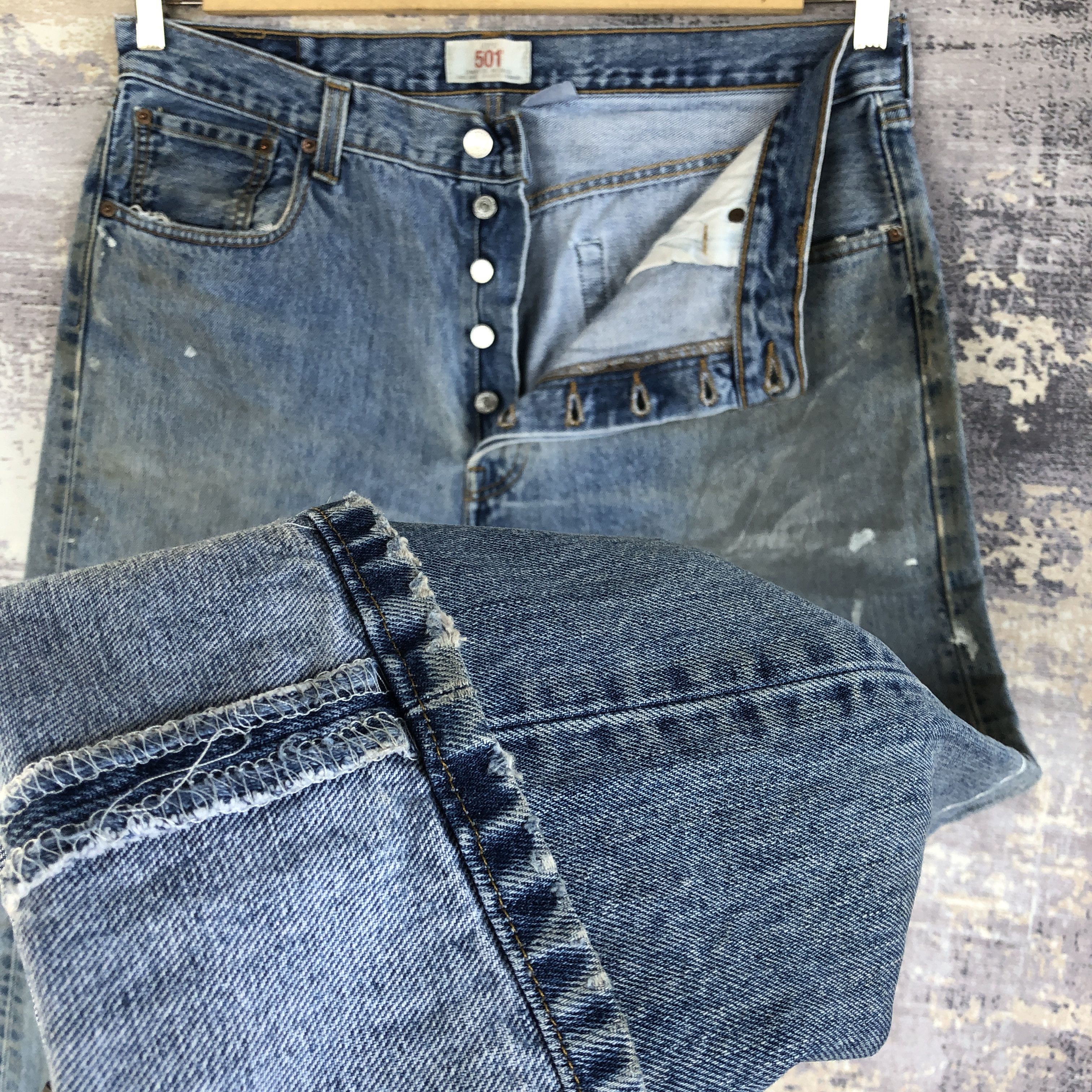 Levi's Vintage 90s Dirty Levis 501 Jeans Levi's Painter Blue Denim Size US 36 / EU 52 - 8 Thumbnail
