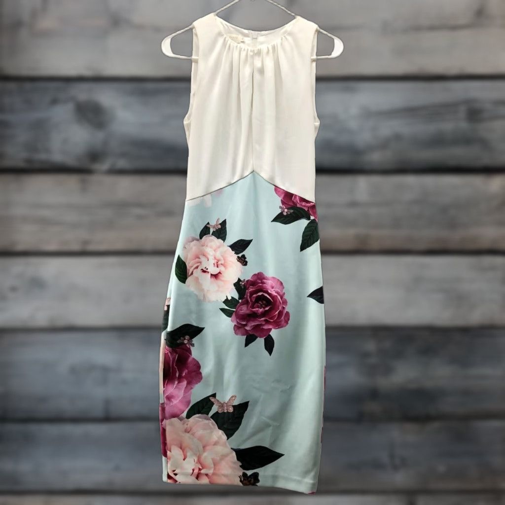 Ted Baker Ted Baker Dress Womens 2 Sleeveless White Floral Bodycon Size XS / US 0-2 / IT 36-38 - 1 Thumbnail