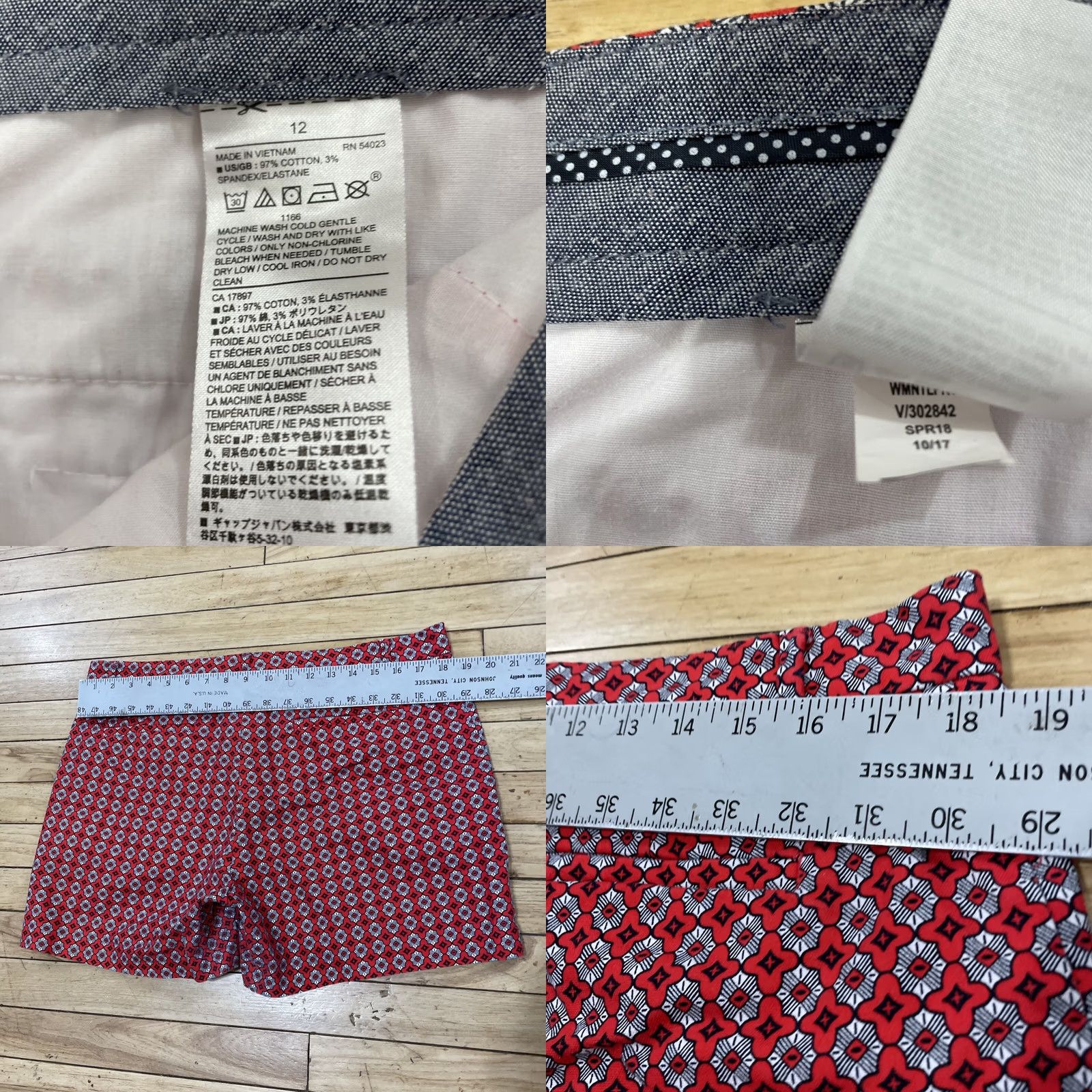 Banana Republic BANANA REPUBLIC Shorts Womens 12 Red Geometric Print Boho Mystic Art WMNTLPRT 12 Size 34" / US 12 / IT 48 - 8 Thumbnail