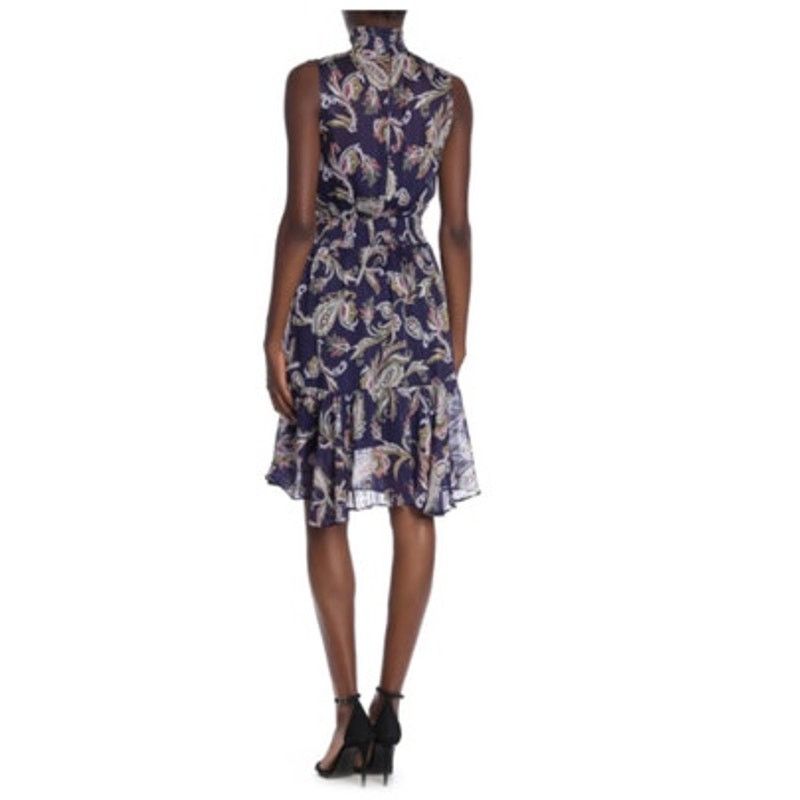 Nanette Lepore Nanette Lepore Chiffon Mock Neck Metallic Paisley Dress,2 Size XS / US 0-2 / IT 36-38 - 12 Thumbnail