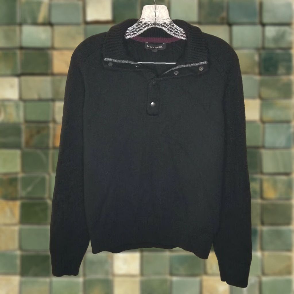 Banana Republic Banana Republic Mens Black Long Sleeve Pullover Sweater L mens Size US L / EU 52-54 / 3 - 1 Thumbnail