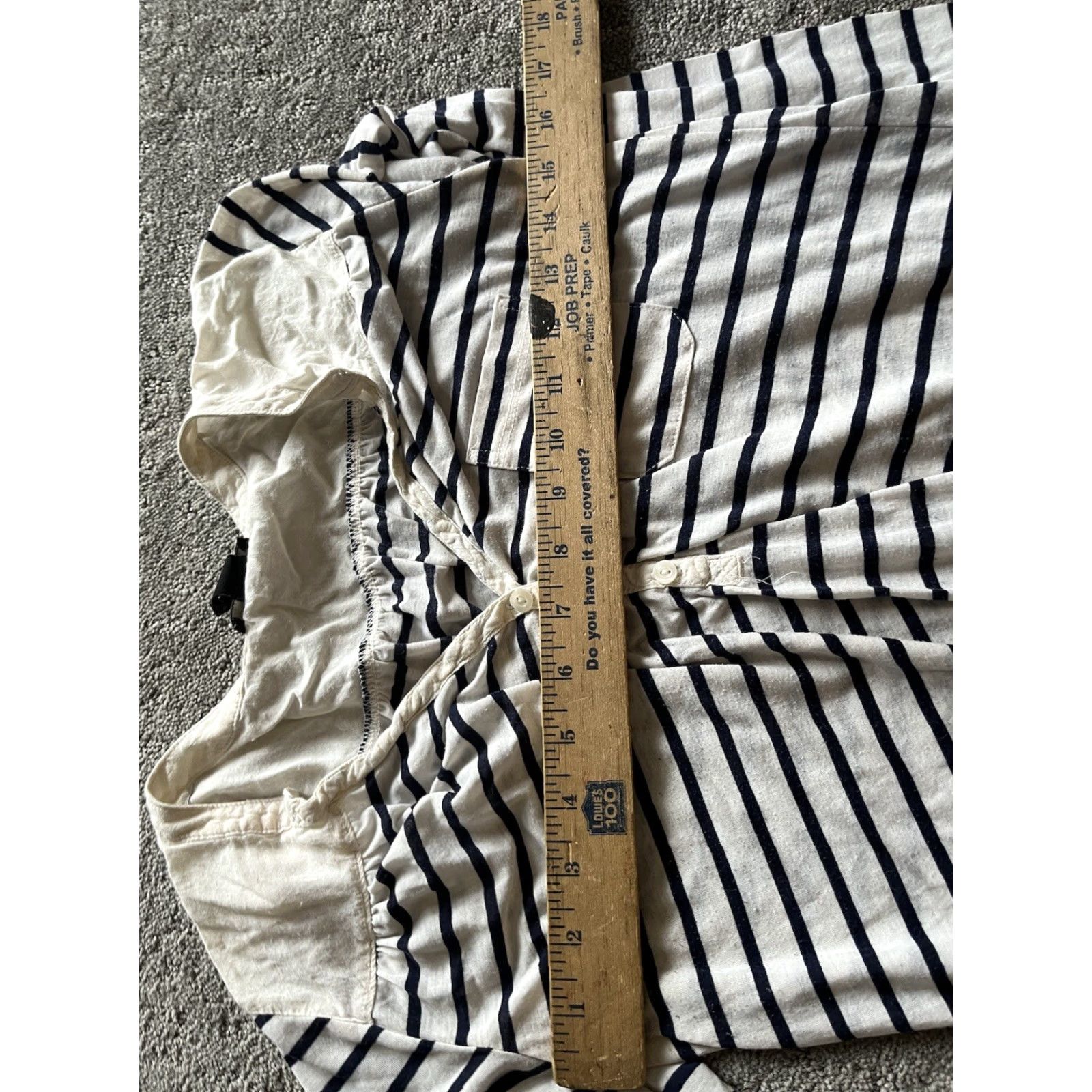 H&M H&M Henley Top Women's Size Small White & Navy Striped Casual Relaxed 3/4 Sleeve Blouse Shirt Size S / US 4 / IT 40 - 4 Thumbnail