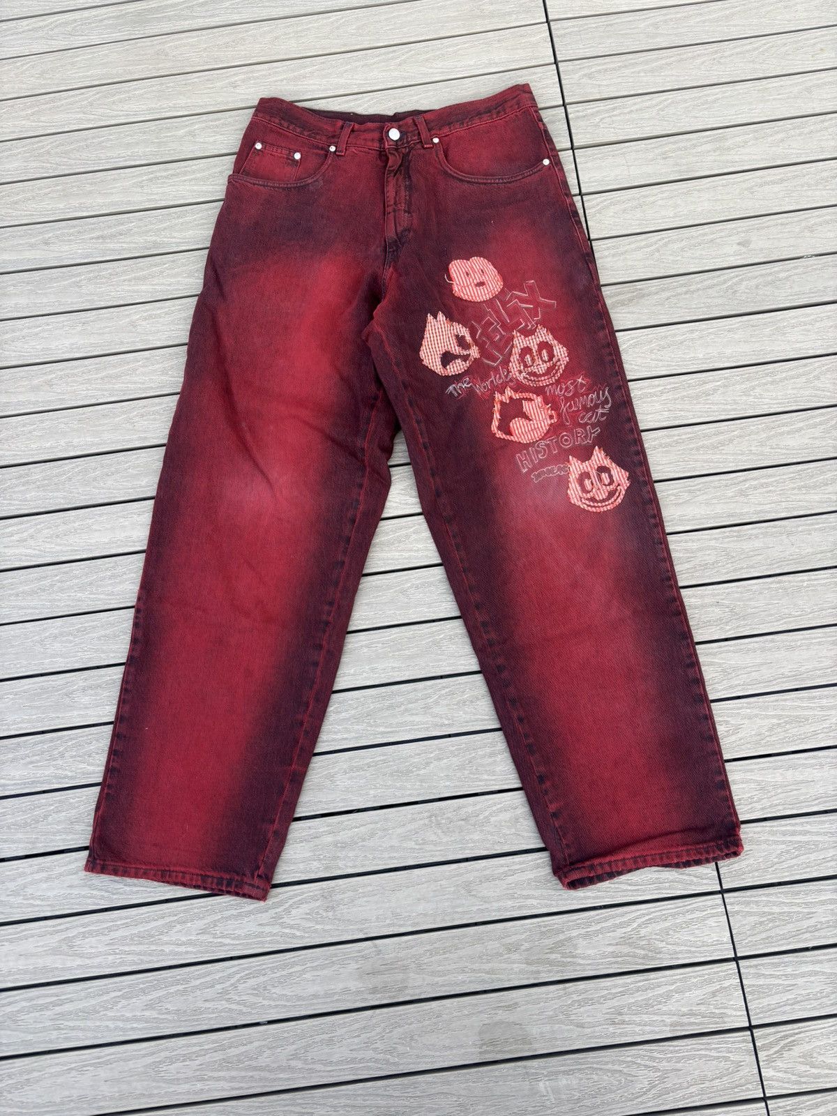 Iceberg Iceberg History Line Graphic Denim Jeans Red Wash 31 Size US 34 / EU 50 - 1 Thumbnail