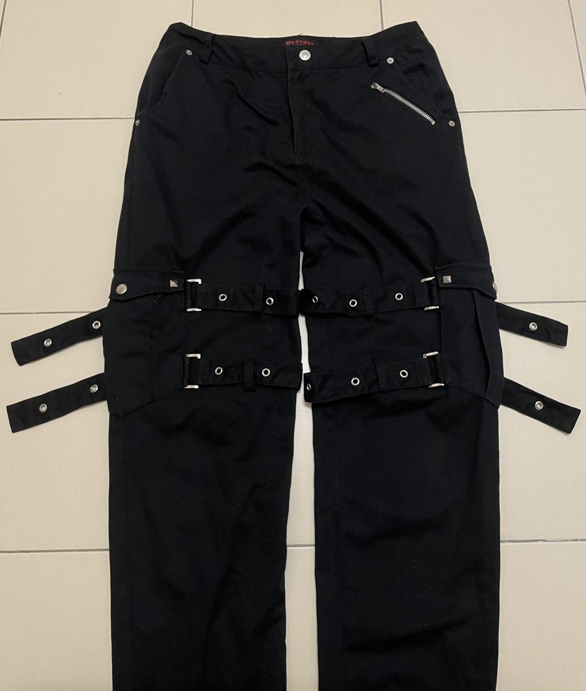 Japanese Brand Deorart Japan Bondage Strap Pants Visual Kei Gothic Punk Size US 31 - 4 Thumbnail