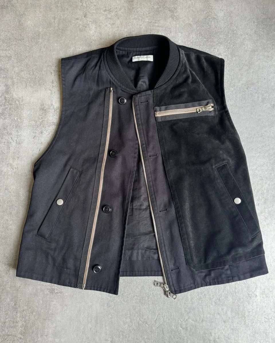 Dries Van Noten AW2014 Dries Van Noten Suede Hybride Asymmetrical Navy Vest Size US S / EU 44-46 / 1 - 2 Thumbnail