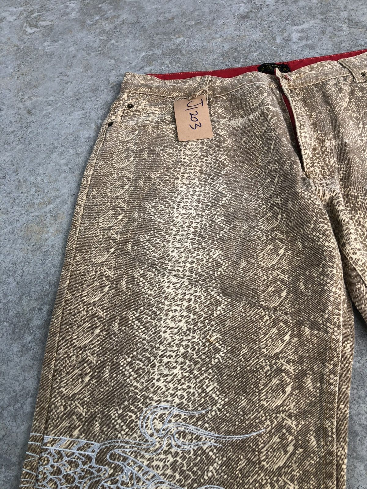Japanese Brand Japanese Fugutaiten Embroidered Denim Snake Skin Baggy Size US 38 / EU 54 - 14 Thumbnail