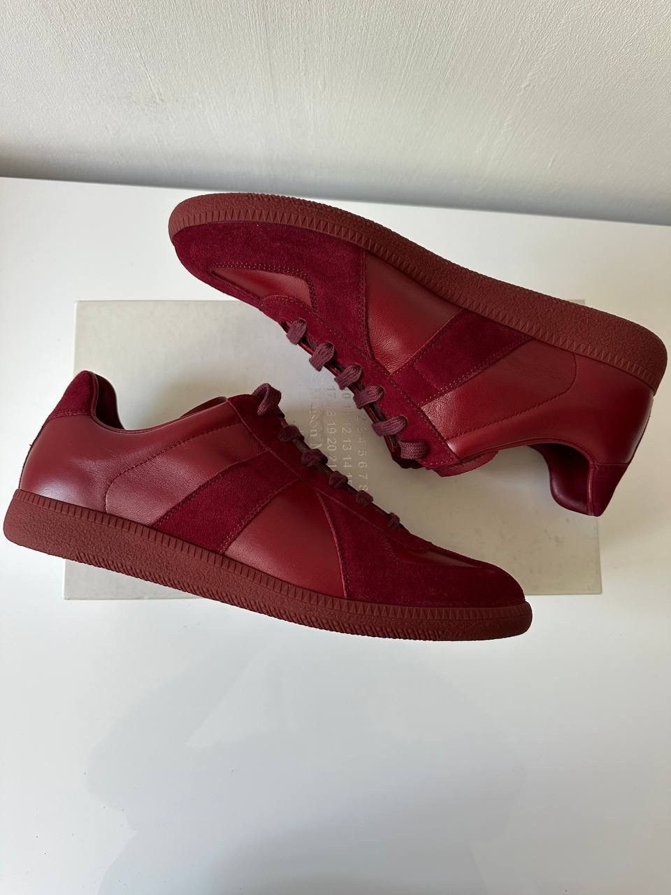 image of Maison Margiela Replica Burgundy German Army Trainers Shoes, Men's (Size 8)