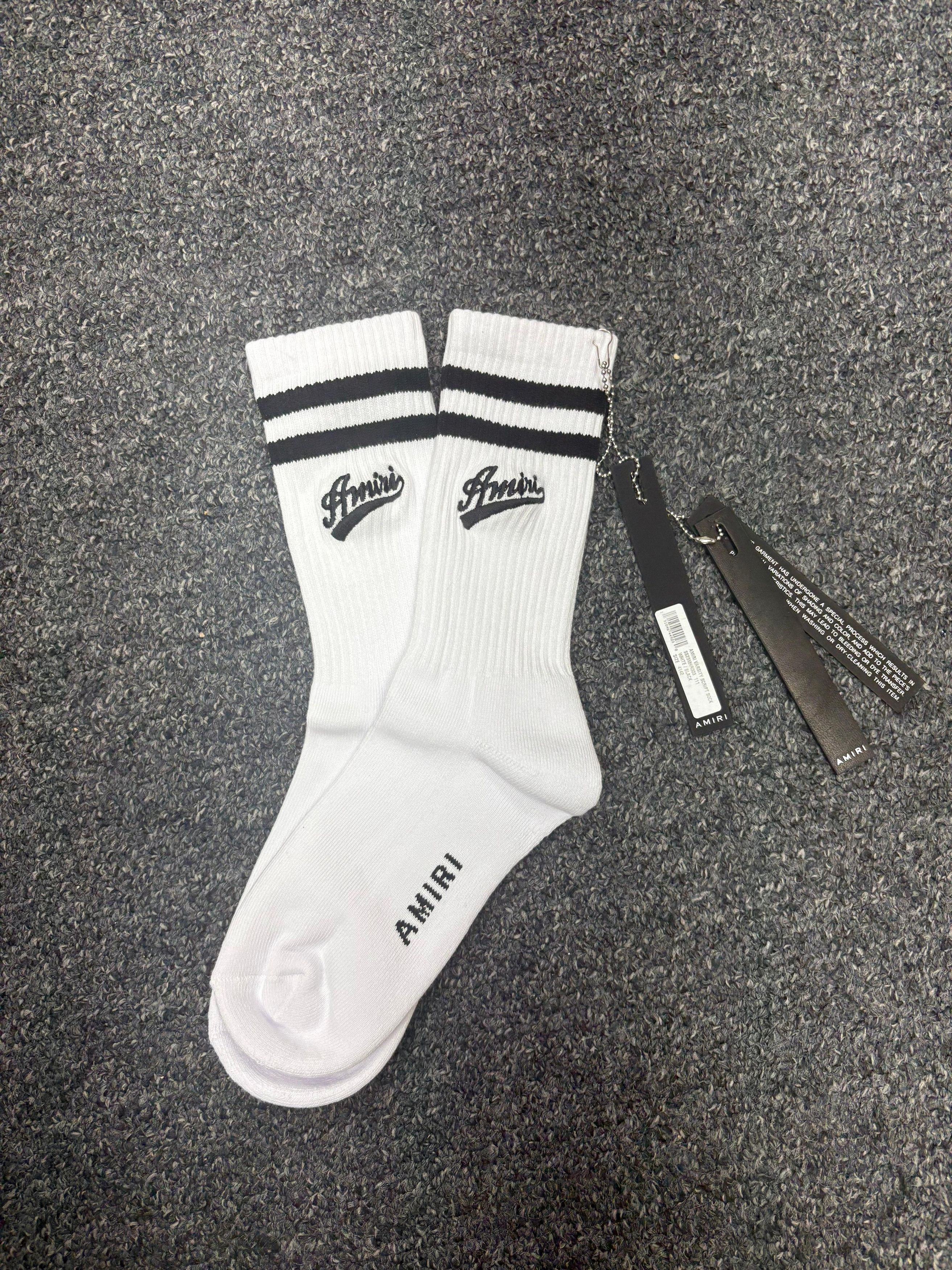 Amiri Amiri Varsity Script Socks in White Size 42 - 2 Thumbnail