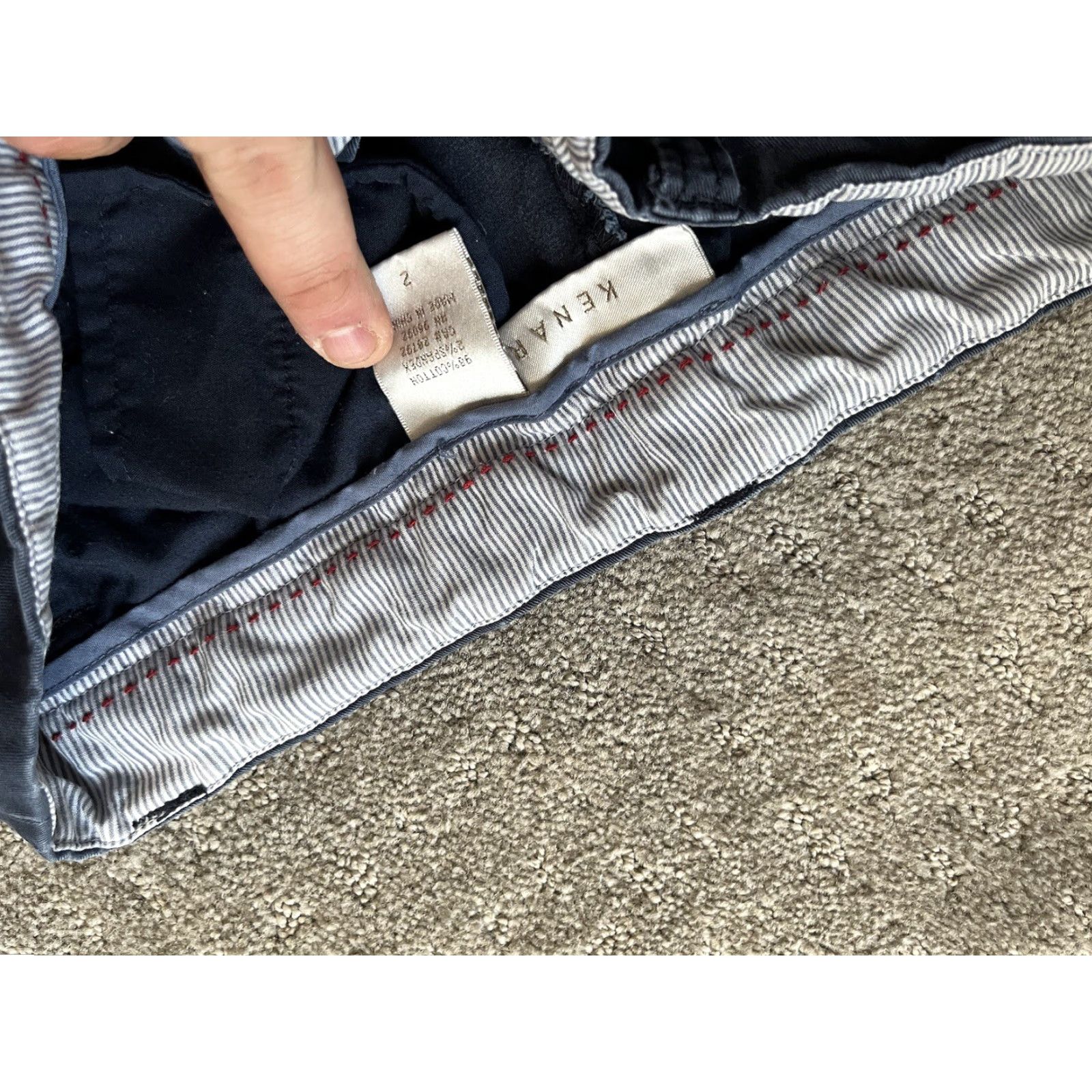 Vintage Kenar Pants Women's 2 Ankle Navy Mid Rise Flat Front Tapered Leg Pockets Cropped Twill Stretch Casual Workwear Size 26" / US 2 / IT 38 - 5 Thumbnail
