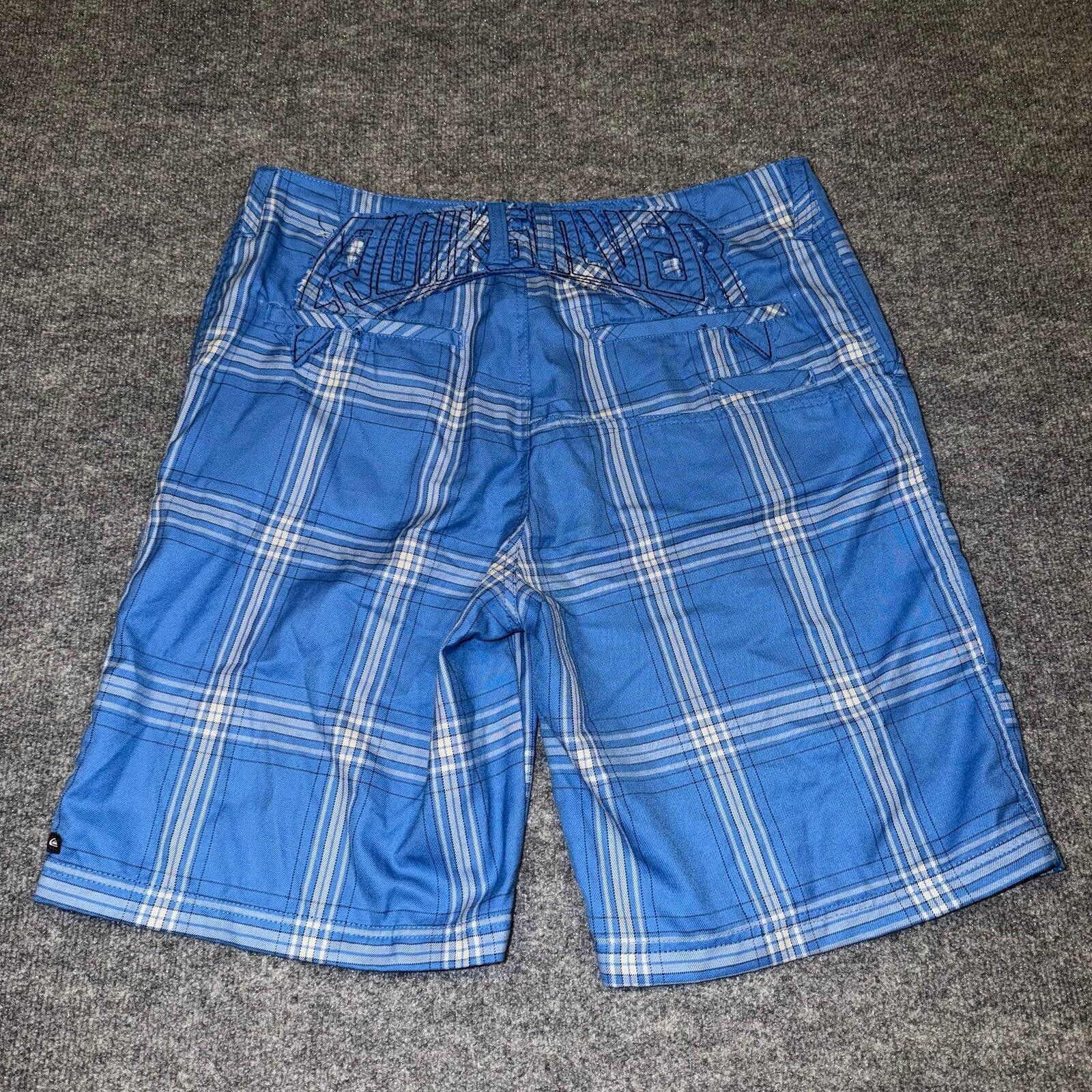 Quiksilver Quiksilver Blue Plaid Spellout Chino Surf Shorts Mens XL 36 Size US 36 / EU 52 - 6 Thumbnail