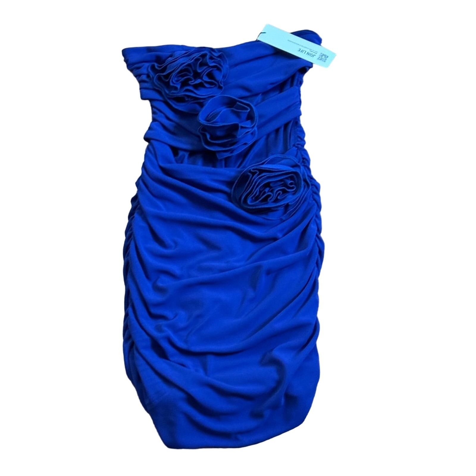 Zara Zara Floral Cut Out Strapless Ruched Mini Dress Blue Size S Size S / US 4 / IT 40 - 6 Thumbnail