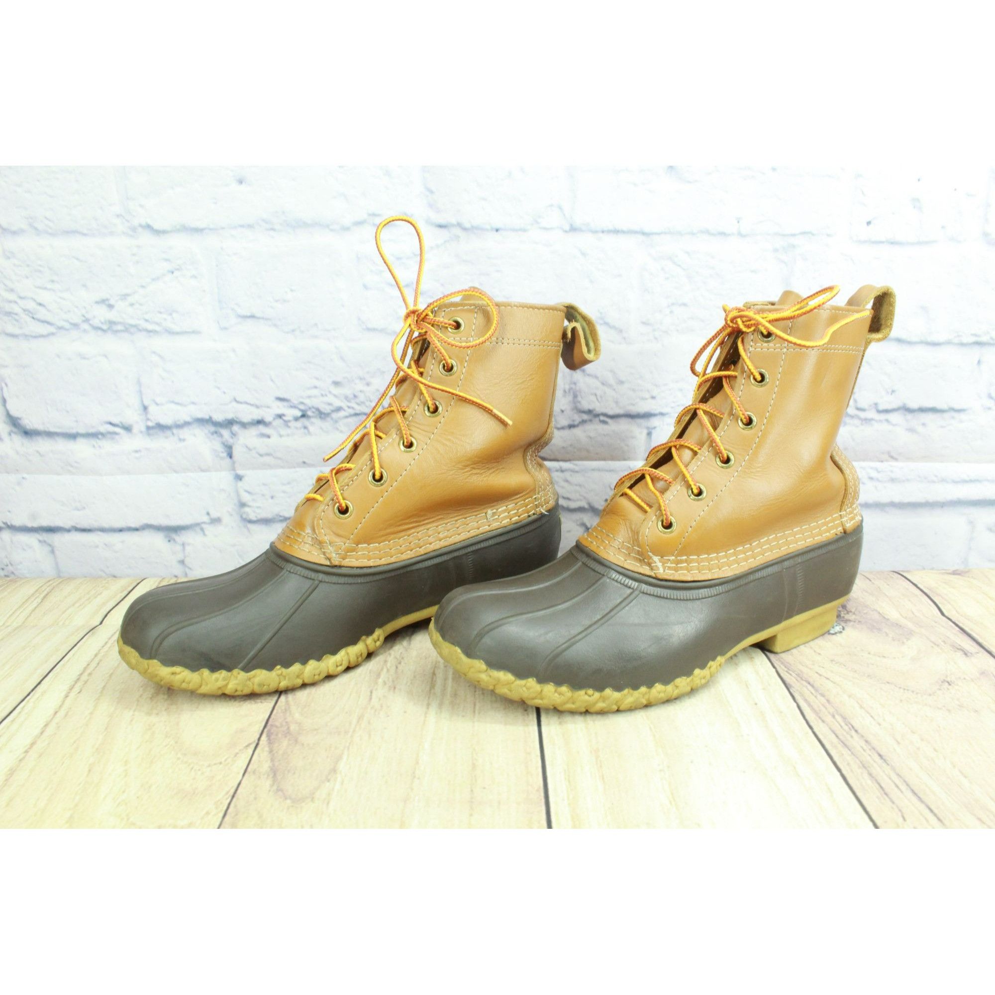 L.L. Bean × Leather LL Bean Women's Lace Up Unlined Ankle Duck Boots Size US 8 / IT 38 - 3 Thumbnail