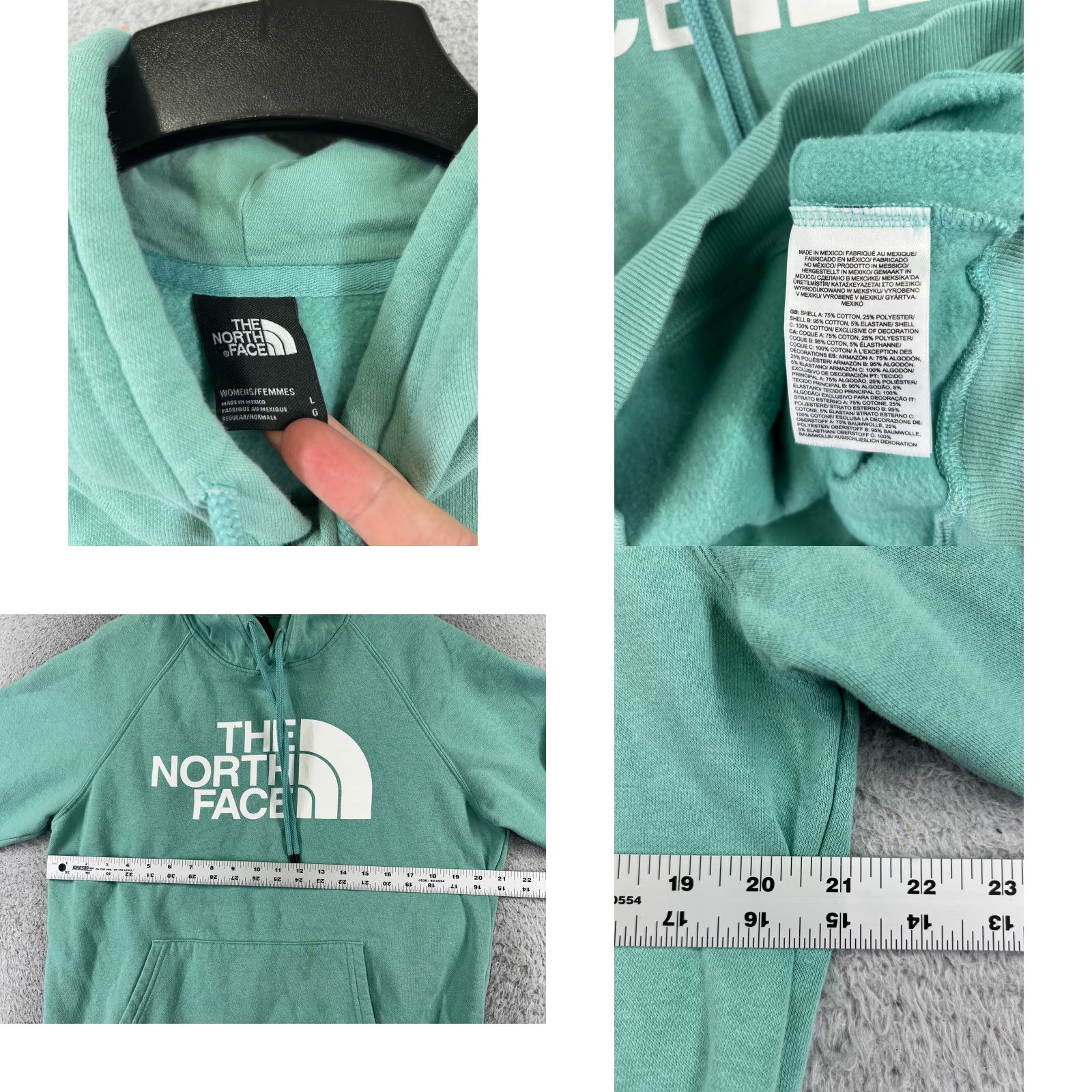 The North Face VINTAGE The North Face Hoodie Shirt Womens L Green Logo Pullover with Pockets Adult Large Green Logo 90s Decade Theme Mens? Size L / US 10 / IT 46 - 8 Thumbnail