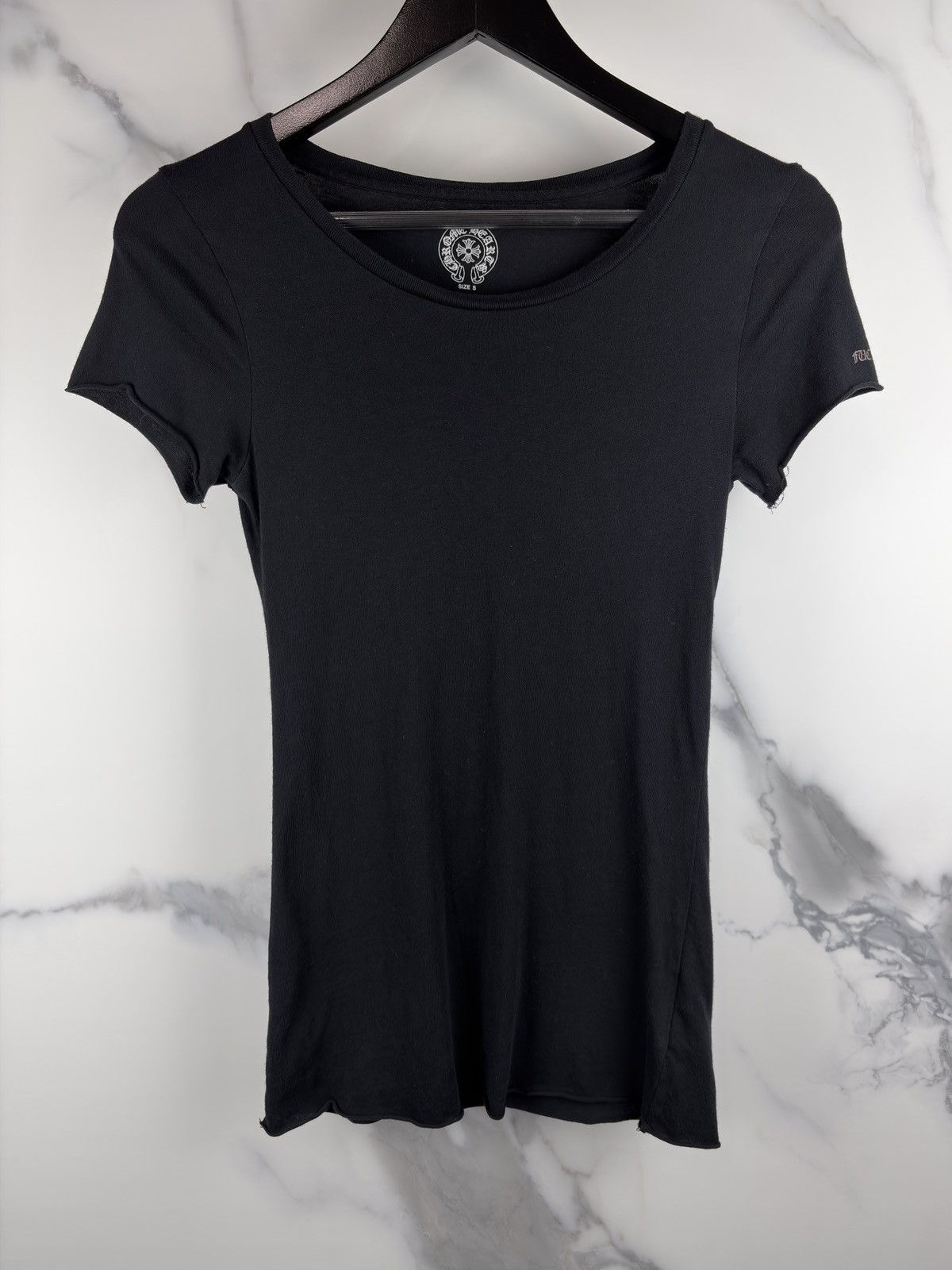 Chrome Hearts Chrome Hearts Distressed Logo Raw Hem Tshirt Size S / US 4 / IT 40 - 2 Thumbnail