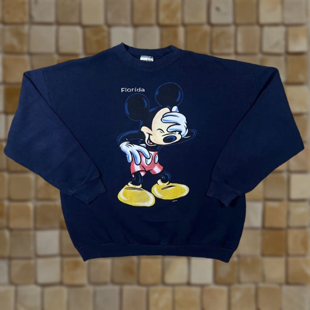 Tultex VINTAGE 90’s Tultex Disney “Florida” Mickey Mouse Souvenir Graphic Sweatshirt XL Mens Navy Blue Pullover Sweatshirt 90s Theme Boys Girls Mens Size US XL / EU 56 / 4 - 1 Thumbnail