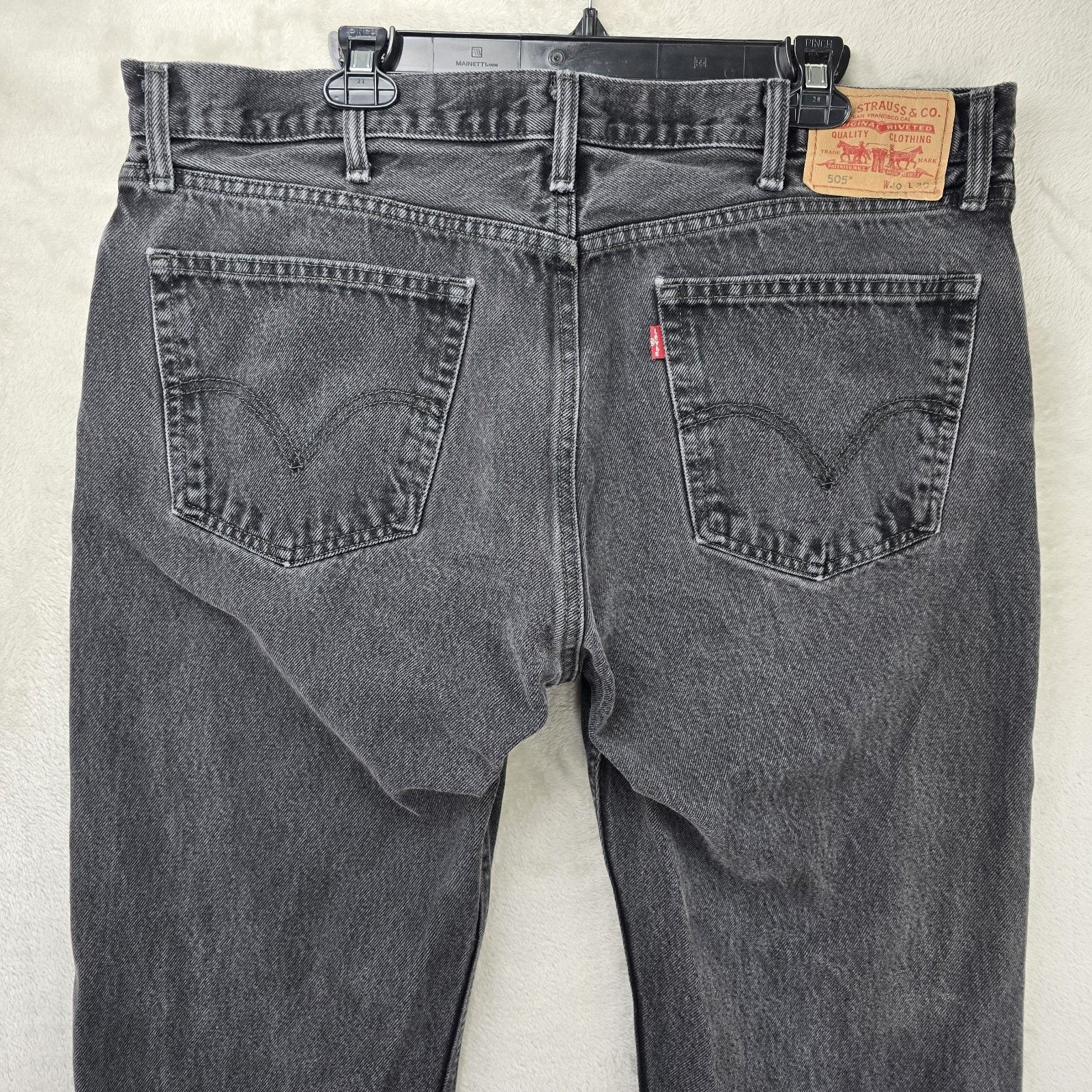 Levi's Levis 505 Mens Black Jeans 40x30 Black Straight Fit Denim Size US 40 / EU 56 - 8 Thumbnail