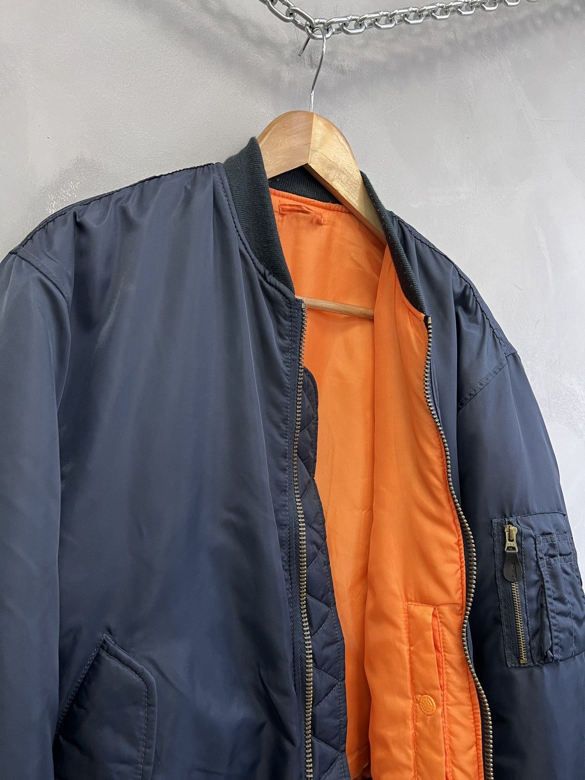 Alpha Industries MA-1 Bomber Jacket Navy Blue 90s Style